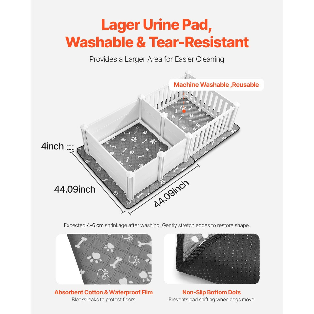 Dog Whelping Box, 73x38x19.7 in, Plastic Dog Whelping Pen with Adjustable Height Door, Puppy Playpen with Waterproof Pee Pad, Easy to Clean, Durable Indoor Pet Birth Kit for Medium Sized Dogs