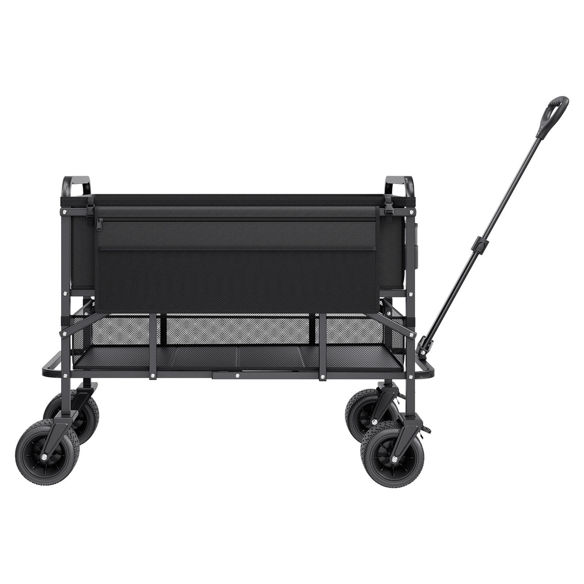 Double Decker Wagon Collapsible, 400L Heavy Duty Folding Wagon Cart, Extended Long Garden Cart with All-Terrain Wheels, Support Up to 450lbs, Outdoor Utility Wagon for Camping, Sports, Shopping