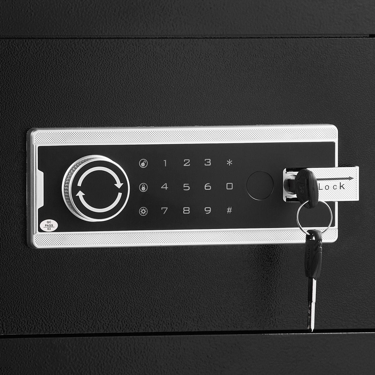 Double Doors 4.5 cu.ft Safe Box with Key Lock & Password, Safe Lock Box with Fireproof Bag, Key Rack, LED Light and 2 Height Adjustable and Removable Divider