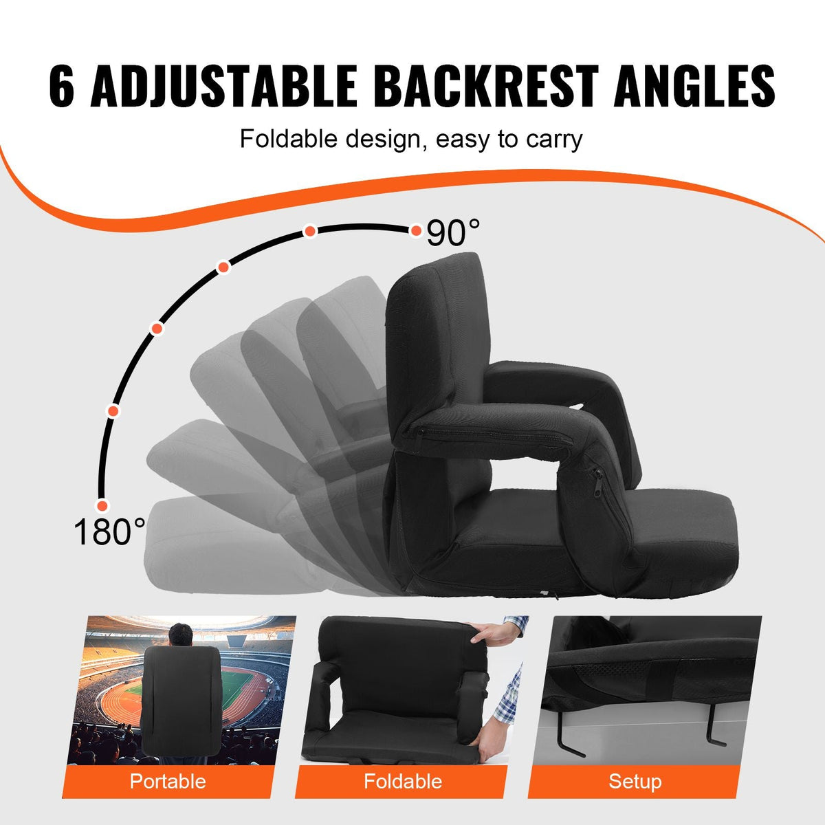 Double Heated Stadium Seat with Back Support, 3 Level Heating Wide Bleacher Seat, Folding Portable Padded Reclining Chair with Hook Pocket Cupholder, Ideal for Sport Event Beach Concert (2 Set)