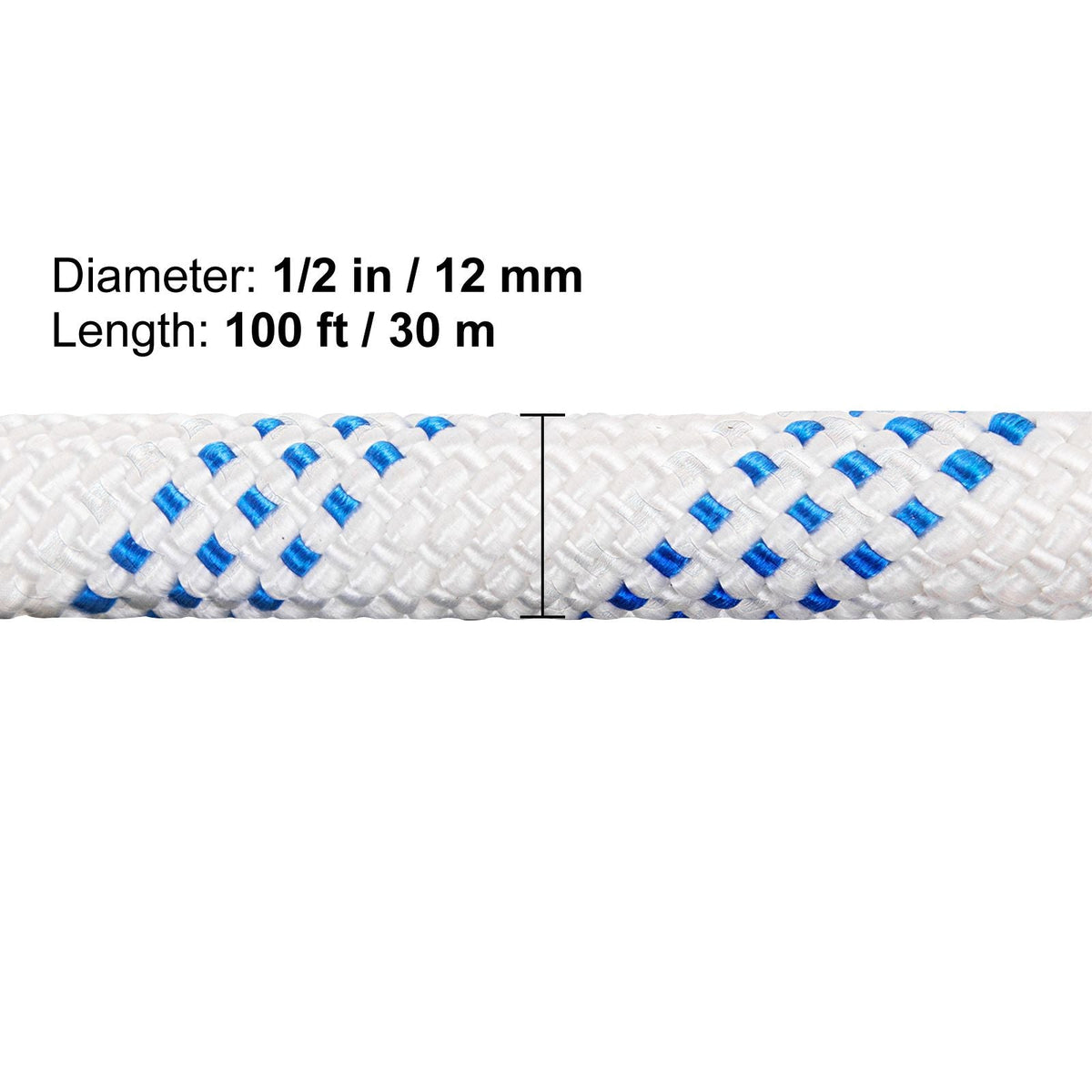 Double Pulley Block & Rope Kit, 1/2 inch x 98 ft Braided Line, Dual Pulley Rigging System, 35 kN Breaking Strength for Tower Work, Hoisting, Training & Outdoor Applications
