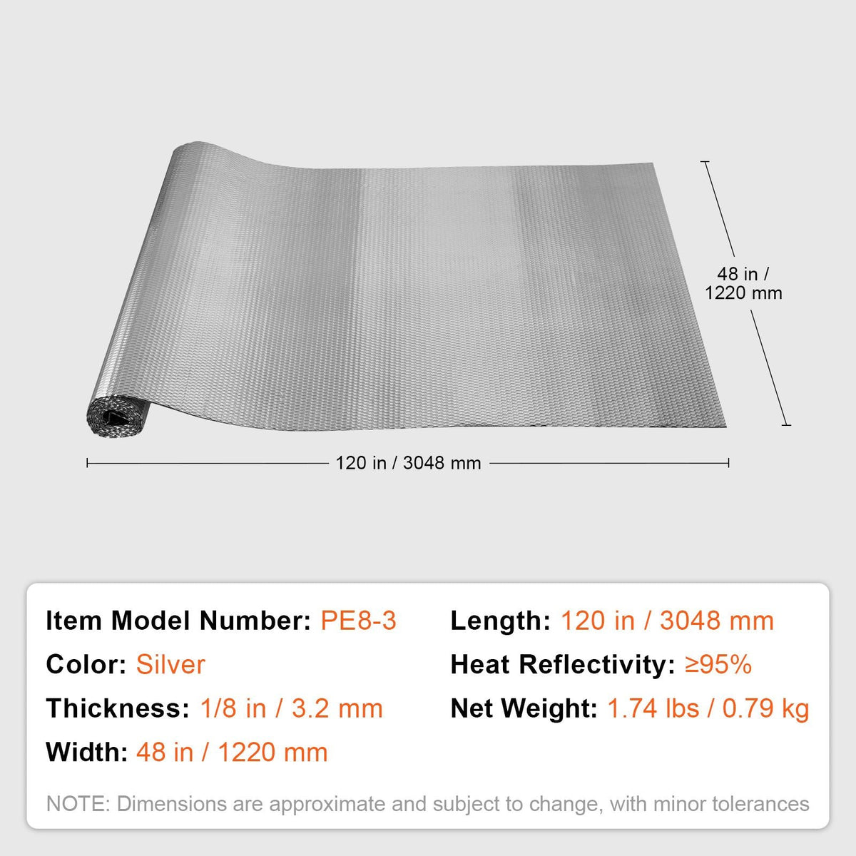 Double Reflective Insulation Roll, Air Bubble Film Radiant Barrier, 3.2 mm 48 in x 10 ft, Double-Sided Aluminum Foil Bubble Heat Reflective Shield, Thermal Insulation Roll for Window RV Roof
