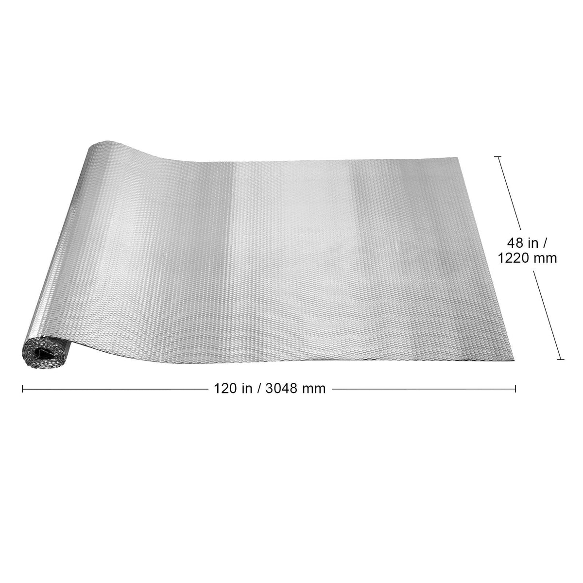 Double Reflective Insulation Roll, Air Bubble Film Radiant Barrier, 3.2 mm 48 in x 10 ft, Double-Sided Aluminum Foil Bubble Heat Reflective Shield, Thermal Insulation Roll for Window RV Roof