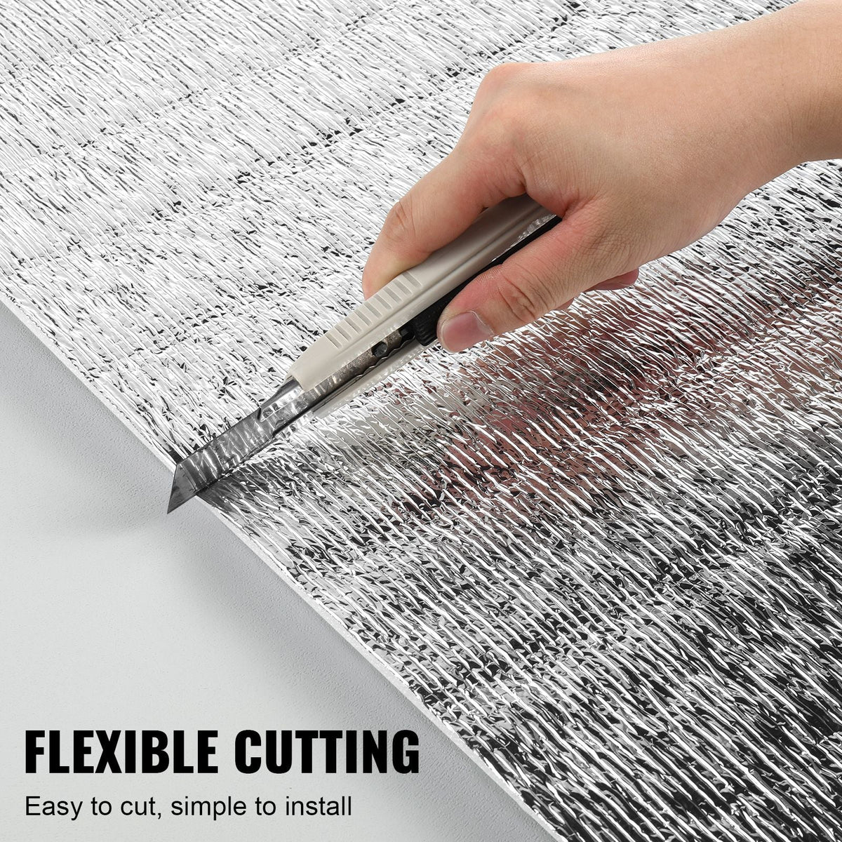 Double Reflective Insulation Roll, Foam Core Radiant Barrier, 3.2 mm 23.8 in x 50 ft, Double-Sided Aluminum Foil EPE Foam Heat Reflective Shield, Thermal Insulation Roll for Window RV Roof