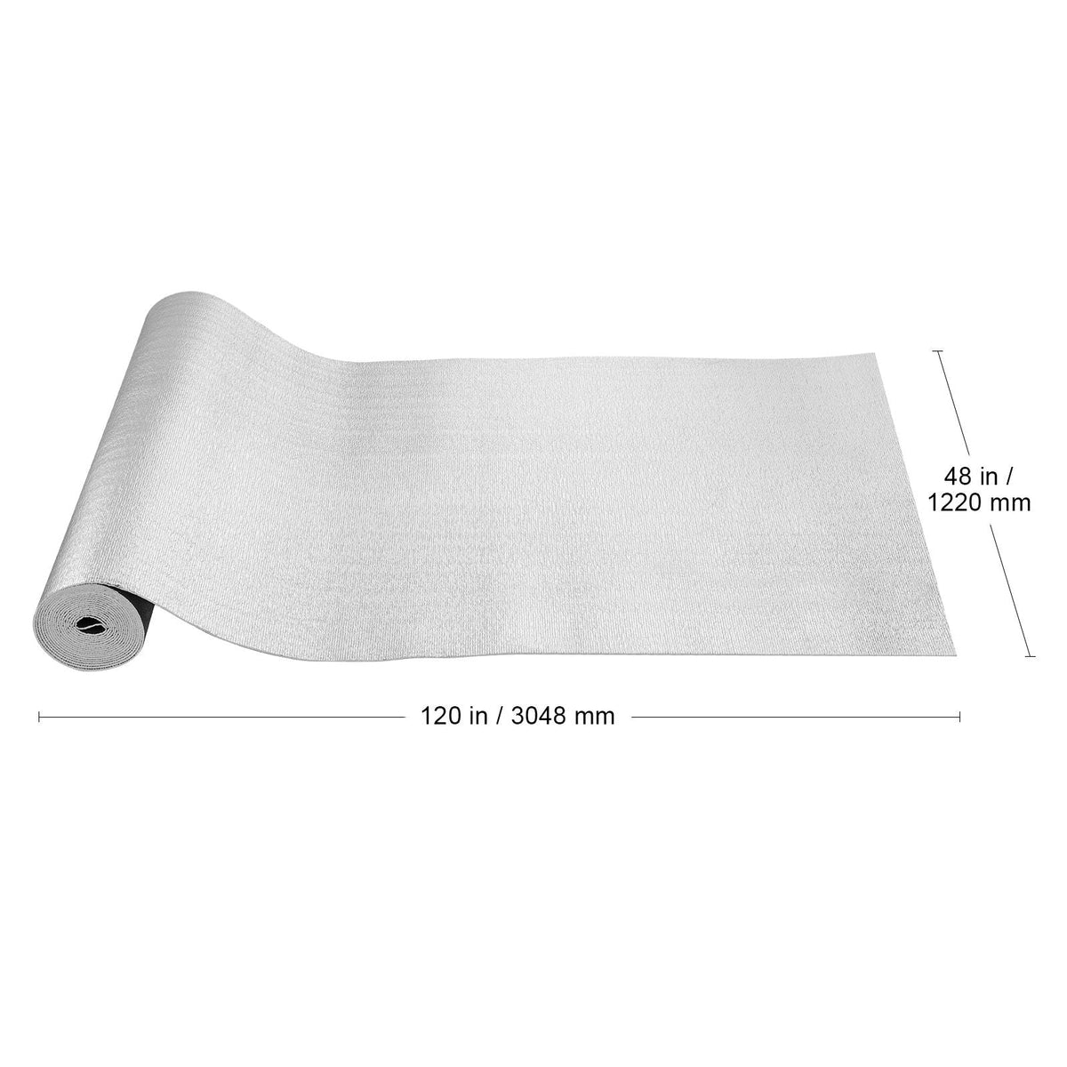Double Reflective Insulation Roll, Foam Core Radiant Barrier, 3.2 mm 48 in x 10 ft, Double-Sided Aluminum Foil EPE Foam Heat Reflective Shield, Thermal Insulation Roll for Window RV Roof