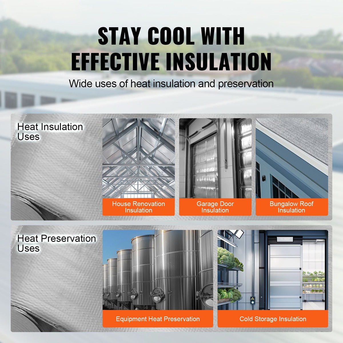 Double Reflective Insulation Roll, Woven Fabric Radiant Barrier, 6.5 Mil 48 in x 250 ft, Aluminum Foil PE Woven Cloth Heat Reflective Shield, Thermal Insulation Roll for Window RV Roof