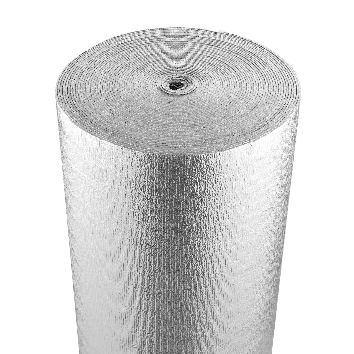 Double Reflective Insulation Roll, Woven Fabric Radiant Barrier, 6.5 Mil 48 in x 250 ft, Aluminum Foil PE Woven Cloth Heat Reflective Shield, Thermal Insulation Roll for Window RV Roof
