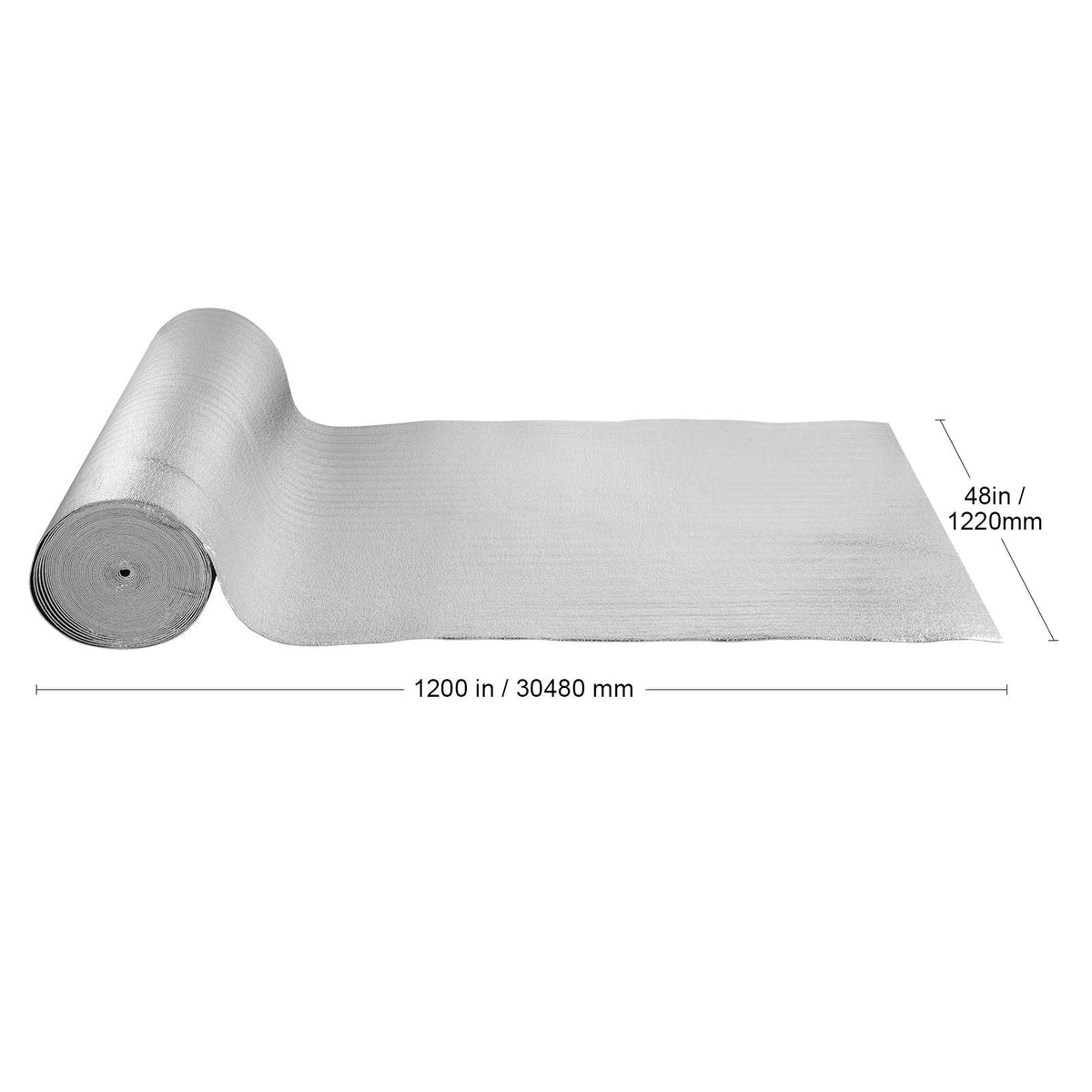 Double Reflective Insulation Roll, Woven Fabric Radiant Barrier, 6.5 Mil 48 in x 250 ft, Aluminum Foil PE Woven Cloth Heat Reflective Shield, Thermal Insulation Roll for Window RV Roof