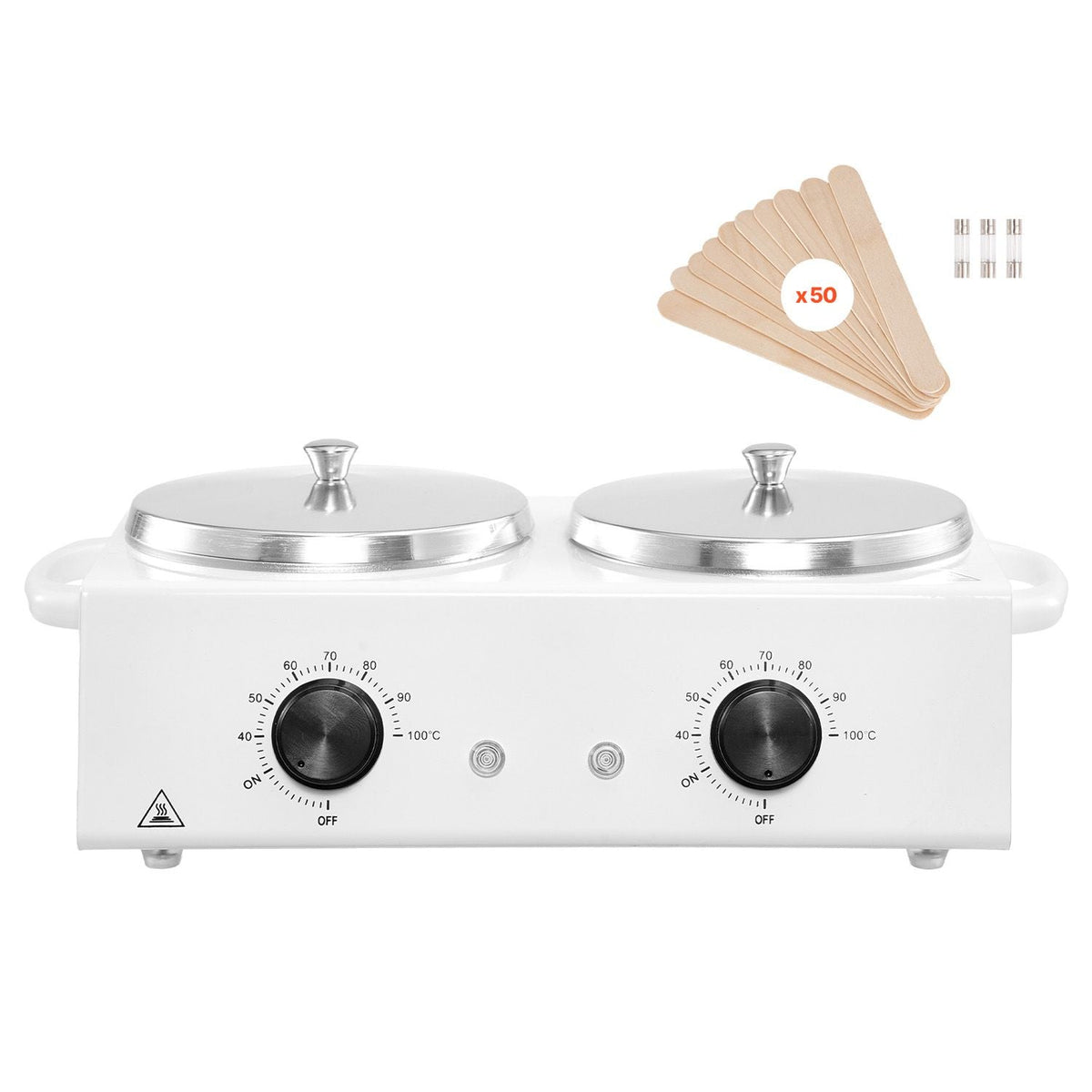 Double Wax Warmer, 1200ML Professional Dual Wax Warmer for Hair Removal, 32 - 212 F Adjustable Electric Waxing Heater Pot with 50PCS Waxing Sticks for Home Use, Beauty Salon, Spa