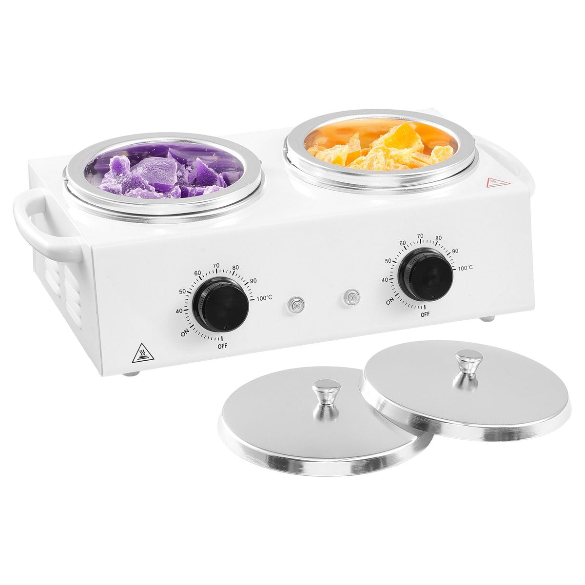 Double Wax Warmer, 1200ML Professional Dual Wax Warmer for Hair Removal, 32 - 212 F Adjustable Electric Waxing Heater Pot with 50PCS Waxing Sticks for Home Use, Beauty Salon, Spa