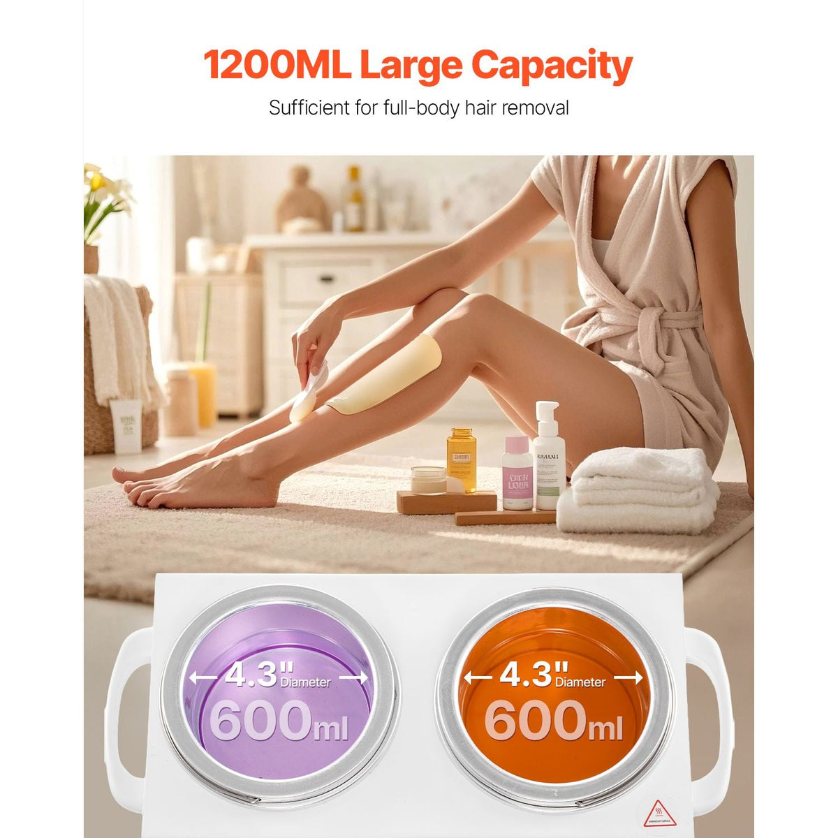 Double Wax Warmer, 1200ML Professional Dual Wax Warmer for Hair Removal, 32 - 212 F Adjustable Electric Waxing Heater Pot with 50PCS Waxing Sticks for Home Use, Beauty Salon, Spa