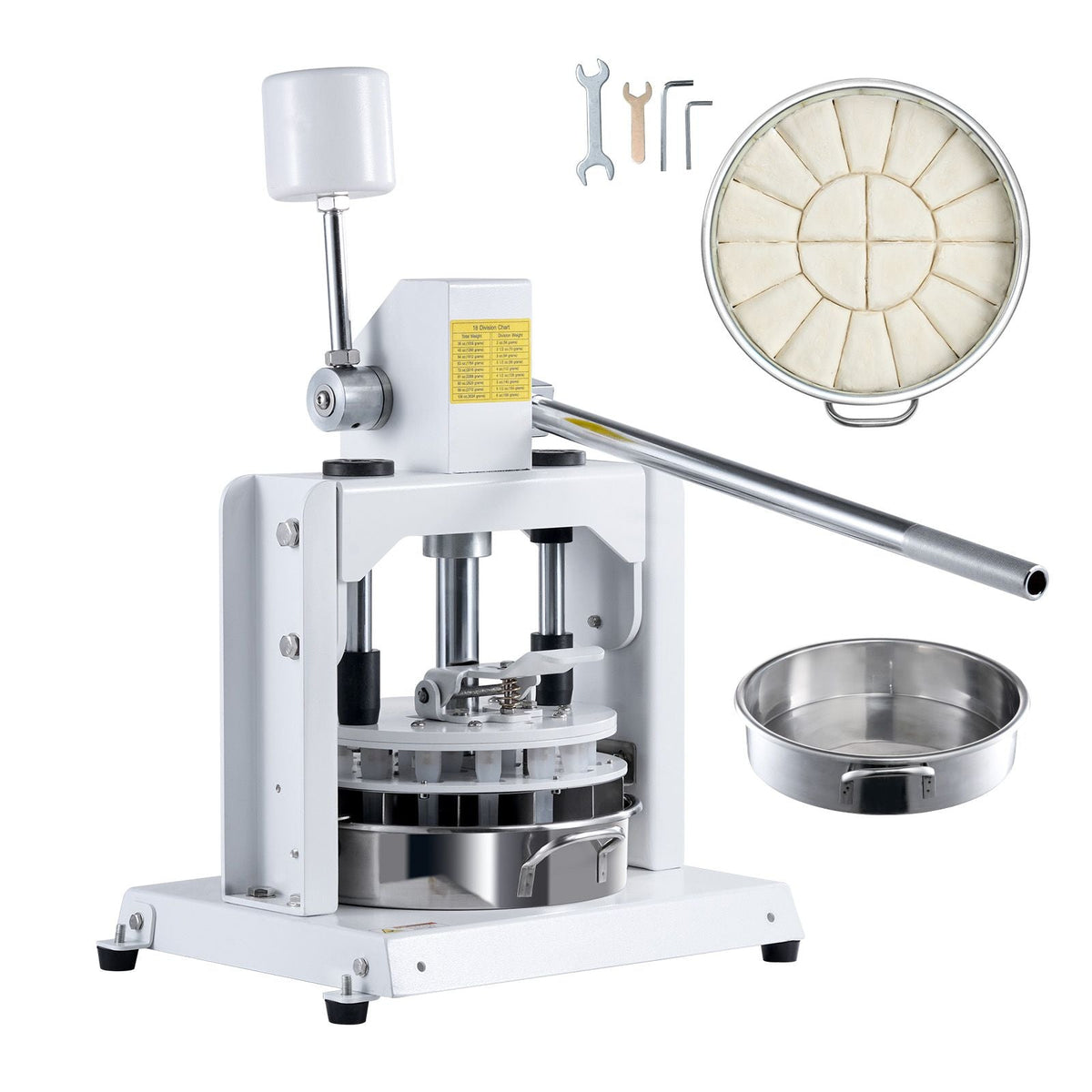 Dough Divider Rounder, 18PCS Manual Dough Equal Divider Machine, 2.11oz - 9.88oz Hand Press Dough Cutter with 304 Stainless Steel Tray and Blade, Bread Maker for Bakery, Restaurant, Commercial