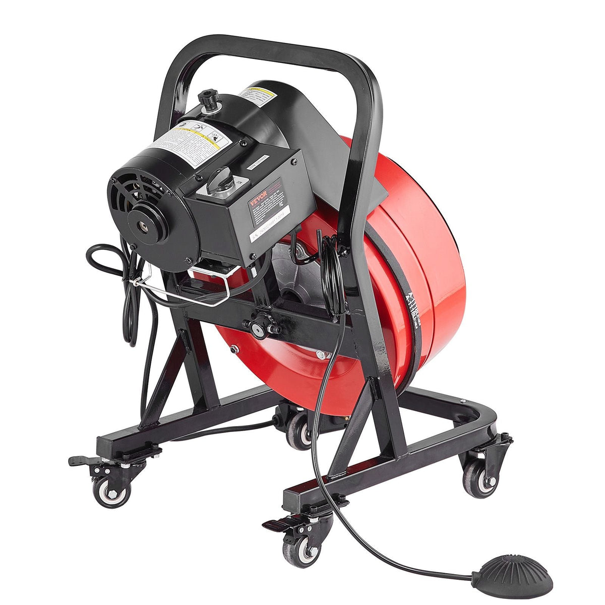 Drain Cleaner Machine 50FT x 1/2 Inch Manual Feed Snake Auger with Wheels