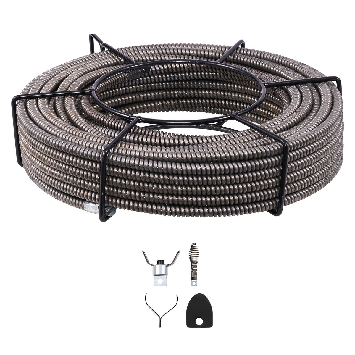 Drain Cleaning Cable 50 Feet x 3/8 Inch Solid Core Cable Sewer Cable Drain Auger Cable Cleaner Snake Clog Pipe Drain Cleaning Cable Sewer Drain Auger Snake Pipe
