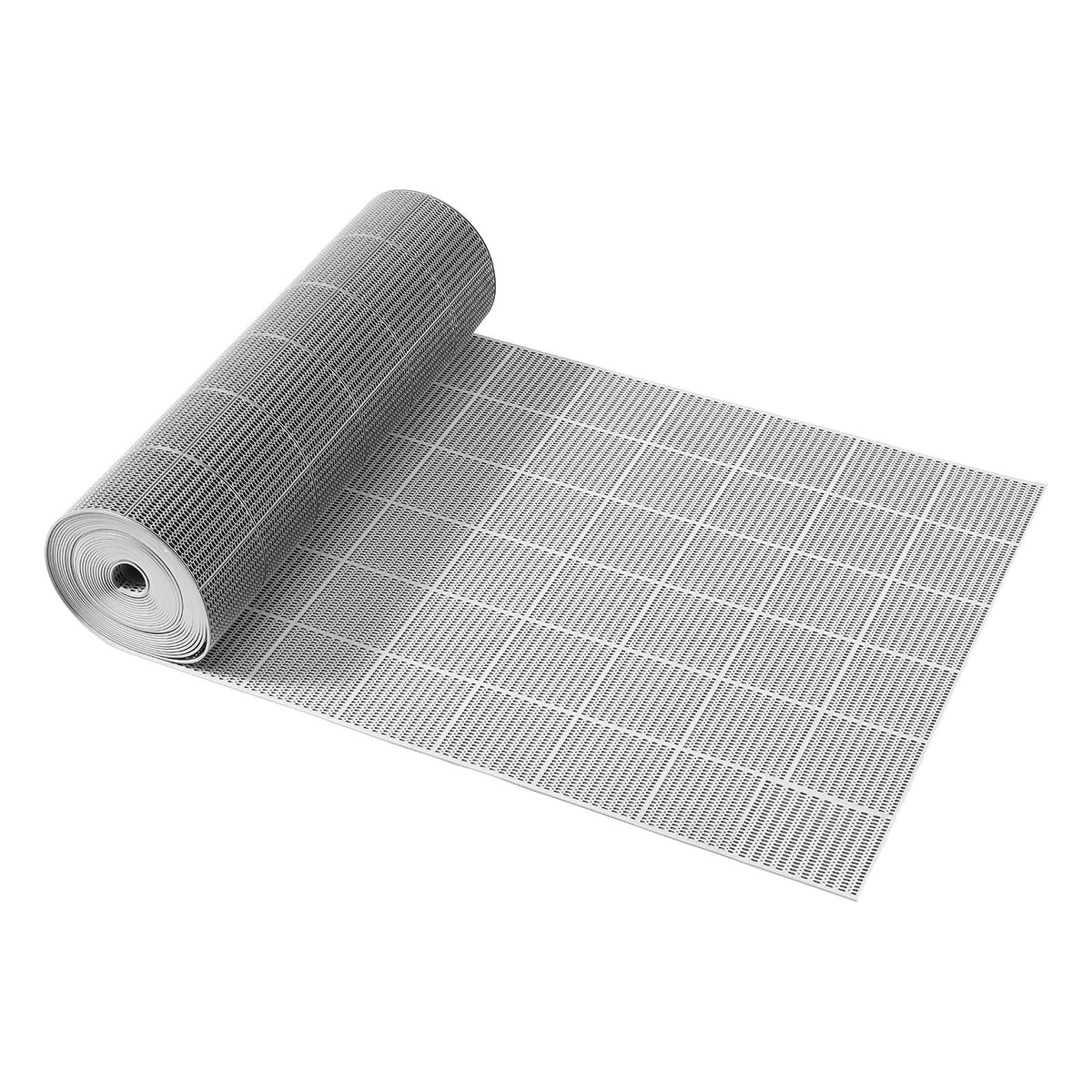 Drainage Mat, 3 x 50 ft, PVC Non Slip Commercial Floor Mat, Wet Area Water Drain Splash Matting Hollow Doormat Roll, for Outdoor Indoor Restaurant Swimming Pool Patio Bathroom Washroom, Gray