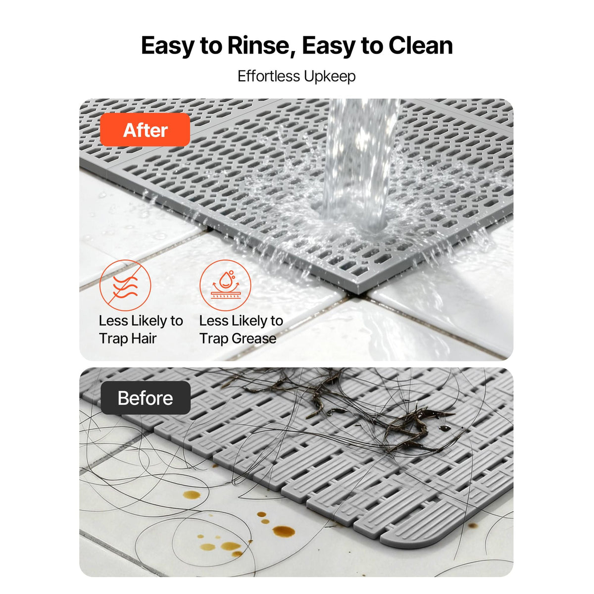 Drainage Mat, 3 x 50 ft, PVC Non Slip Commercial Floor Mat, Wet Area Water Drain Splash Matting Hollow Doormat Roll, for Outdoor Indoor Restaurant Swimming Pool Patio Bathroom Washroom, Gray