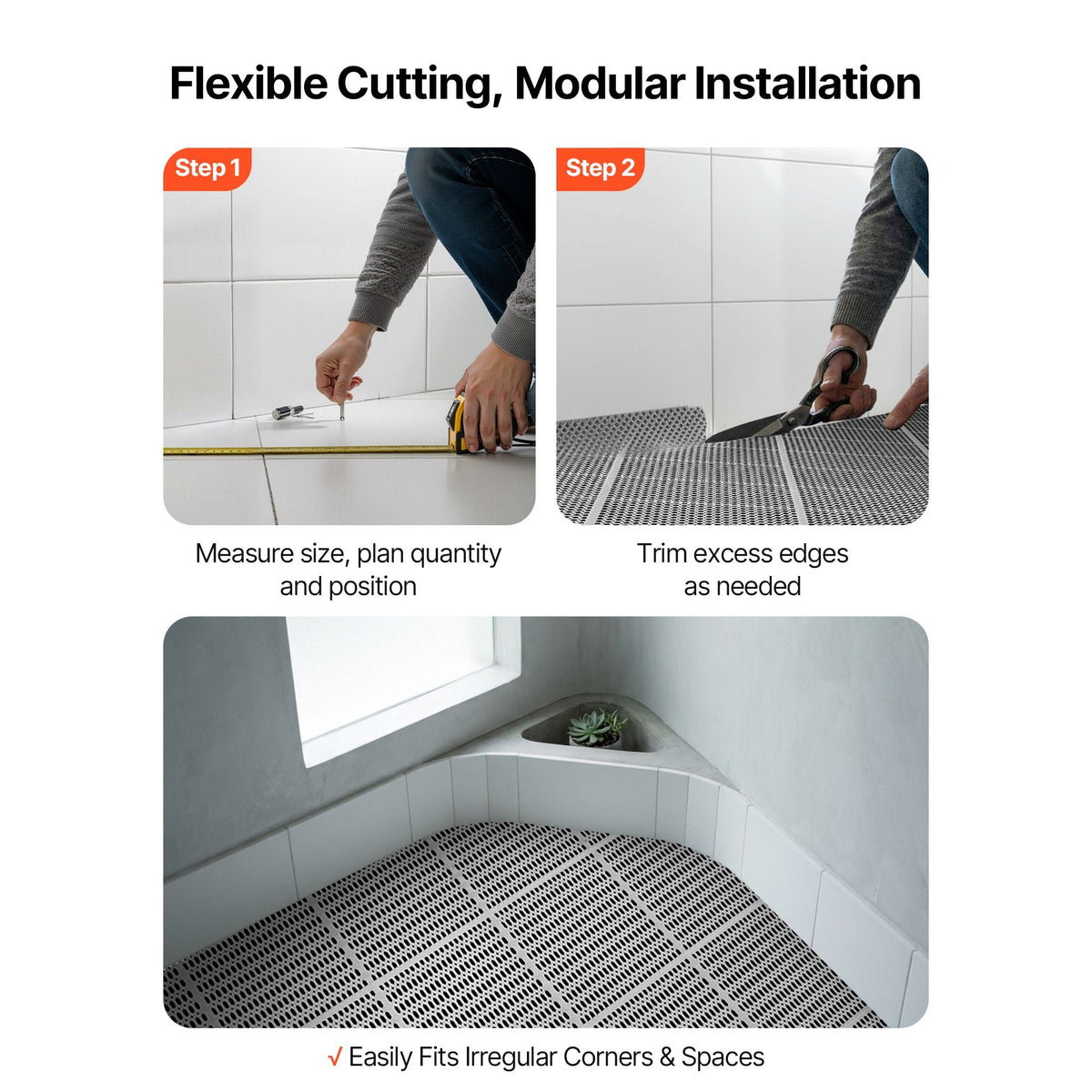 Drainage Mat, 3 x 50 ft, PVC Non Slip Commercial Floor Mat, Wet Area Water Drain Splash Matting Hollow Doormat Roll, for Outdoor Indoor Restaurant Swimming Pool Patio Bathroom Washroom, Gray