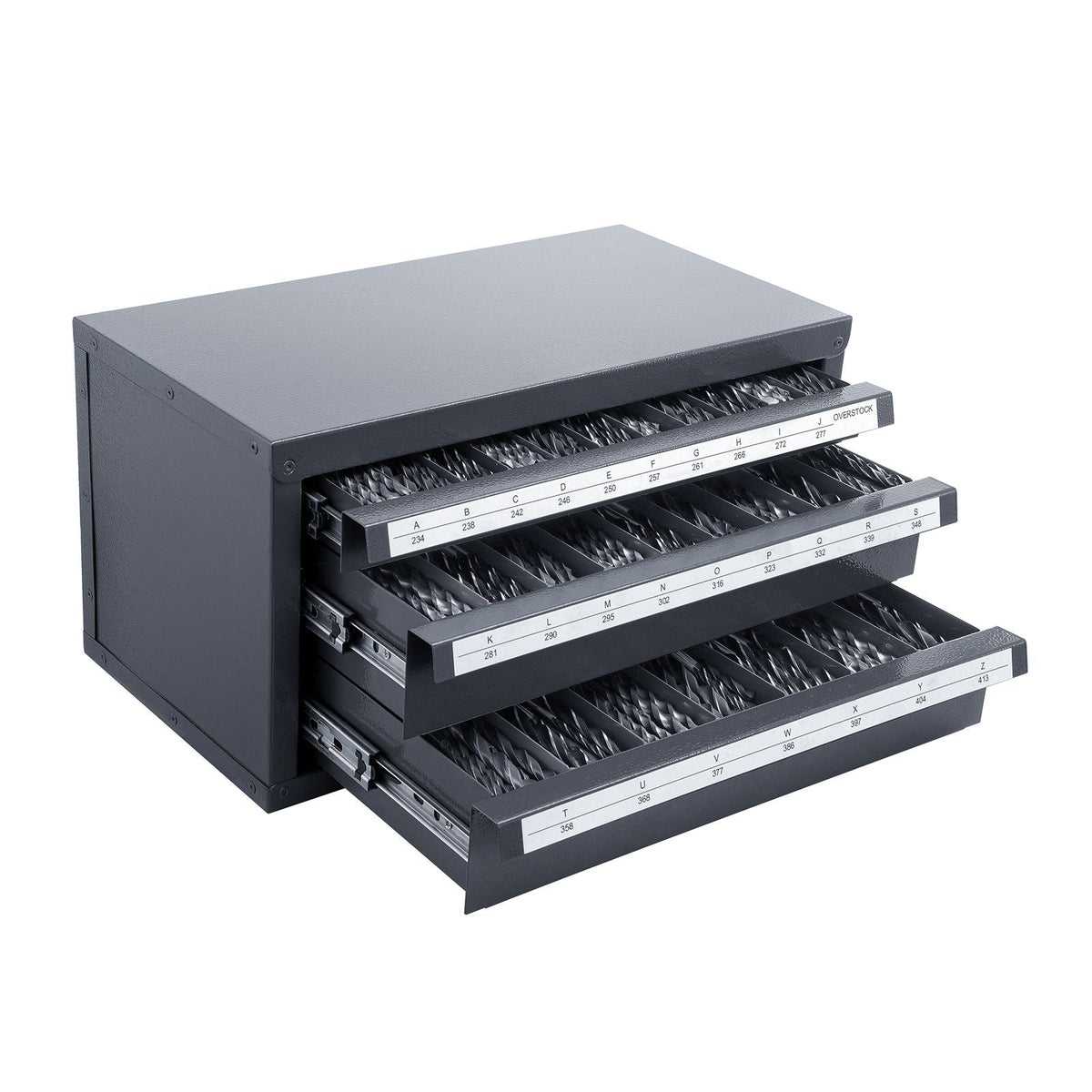 Drill Bit Dispenser Cabinet, Three-Drawer Drill Bit Organizer Cabinet for A to Z, Steel Drill Dispenser Organizer Cabinet with Labels, Stackable Drill Dispenser for Drill Bit Storage