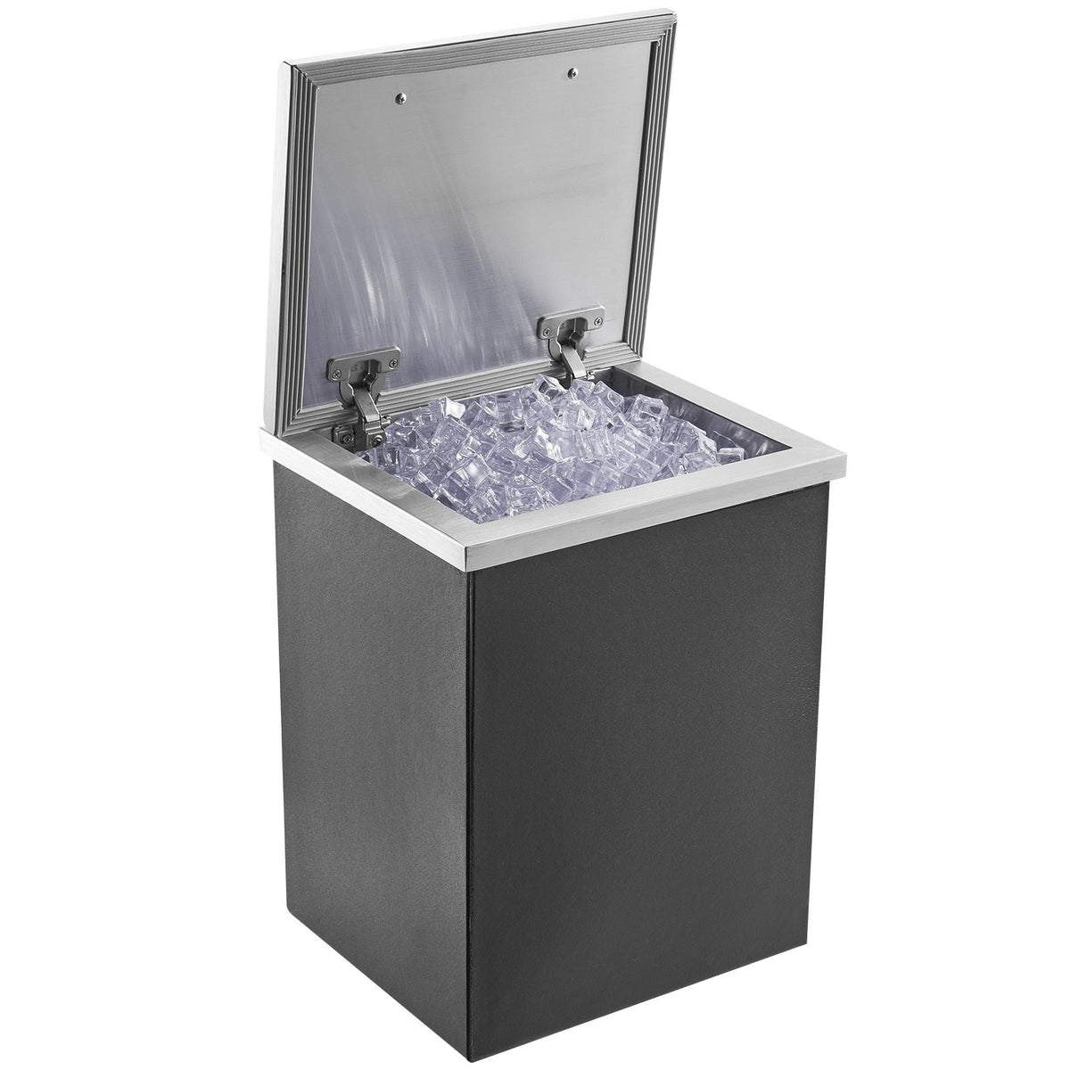 Drop in Ice Chest, 14"L x 12"W x 18"H Stainless Steel Ice Cooler, Commercial Ice Bin with Hinged Cover, 40 qt Outdoor Kitchen Ice Bar, Drain-pipe and Drain Plug Included, for Cold Wine Beer