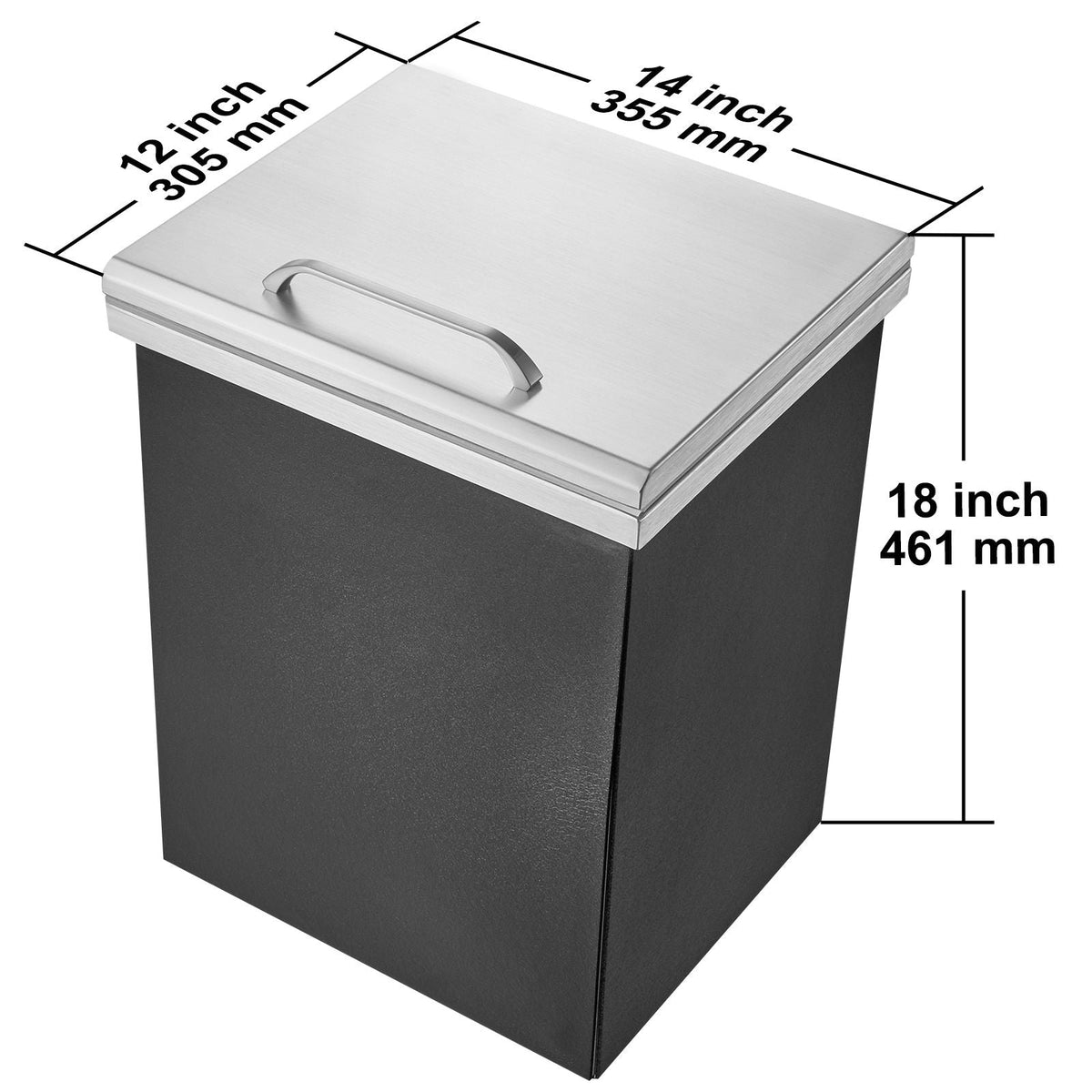 Drop in Ice Chest, 14"L x 12"W x 18"H Stainless Steel Ice Cooler, Commercial Ice Bin with Hinged Cover, 40 qt Outdoor Kitchen Ice Bar, Drain-pipe and Drain Plug Included, for Cold Wine Beer