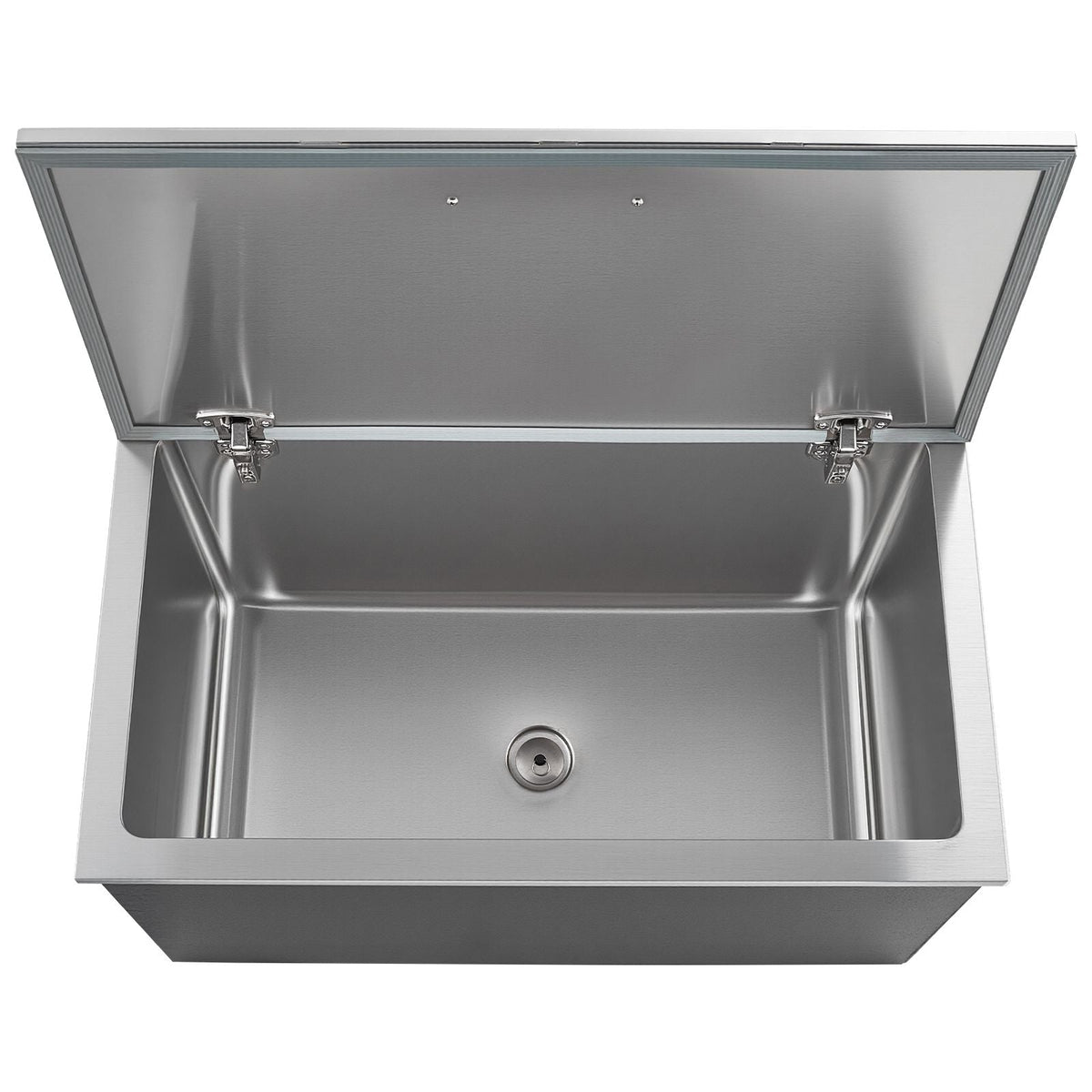 Drop in Ice Chest, 28"L x 16"W x 17"H Stainless Steel Drop in Cooler, 87.6 Quart Commercial Ice Bin with Flip Lid for Outdoor Kitchen Patio Bar, Drain-pipe Set Included, for Cold Wine Beer