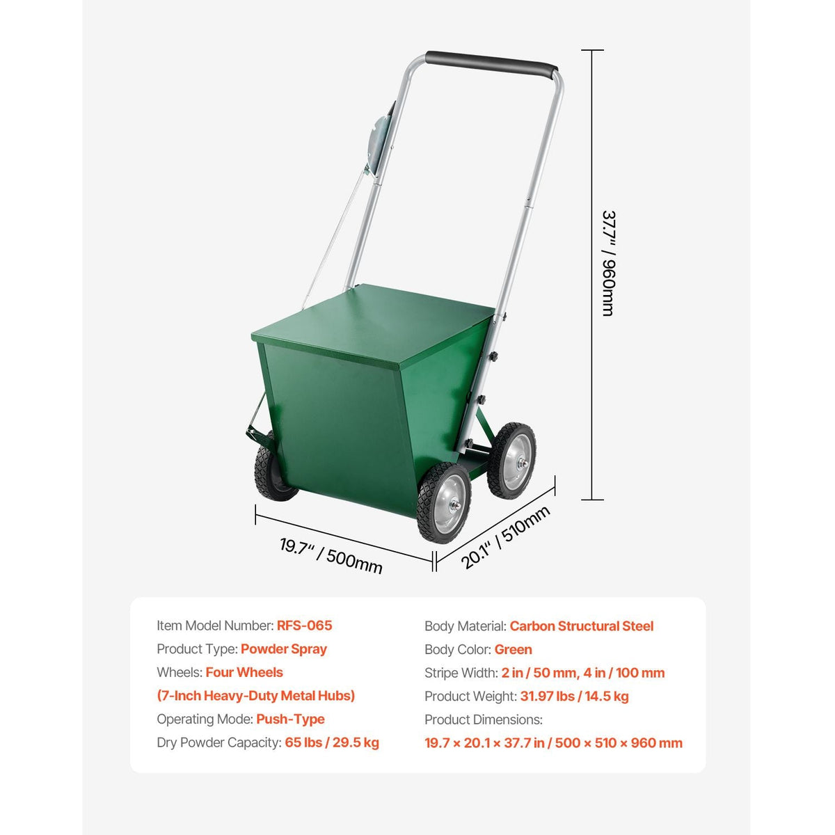 Dry Line Marker, 4-Wheel, 2 or 4 in Lines, Field Dry Line Chalker, Adjustable Line Marker, with Rubber Adjustment Handle, 65 lbs Large Powder Capacity, for Baseball and Softball Infield, Green