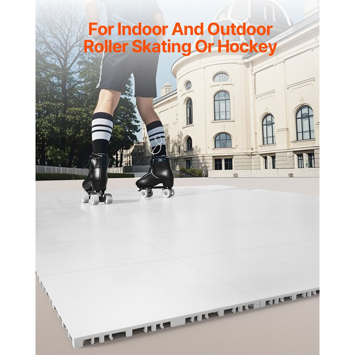 Dryland Tiles for Hockey Floor Mat, 12 x 12 in 8 Pcs Interlocking Versatile Training Surface, Dance Floor Tiles, Hockey Training Equipment Board for Shooting (Ash Gray, 8 sq. ft/Box)
