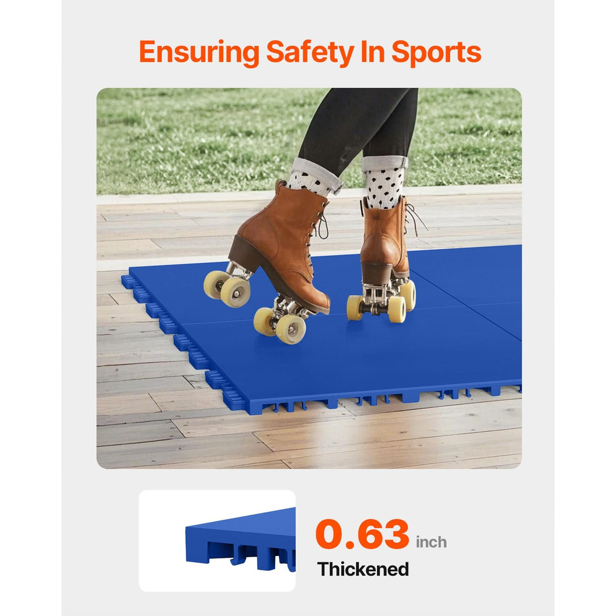 Dryland Tiles for Hockey Floor Mat, 12 x 12 in 8 Pcs Interlocking Versatile Training Surface, Dance Floor Tiles, Hockey Training Equipment Board for Shooting (Blue, 8 sq. ft/Box)