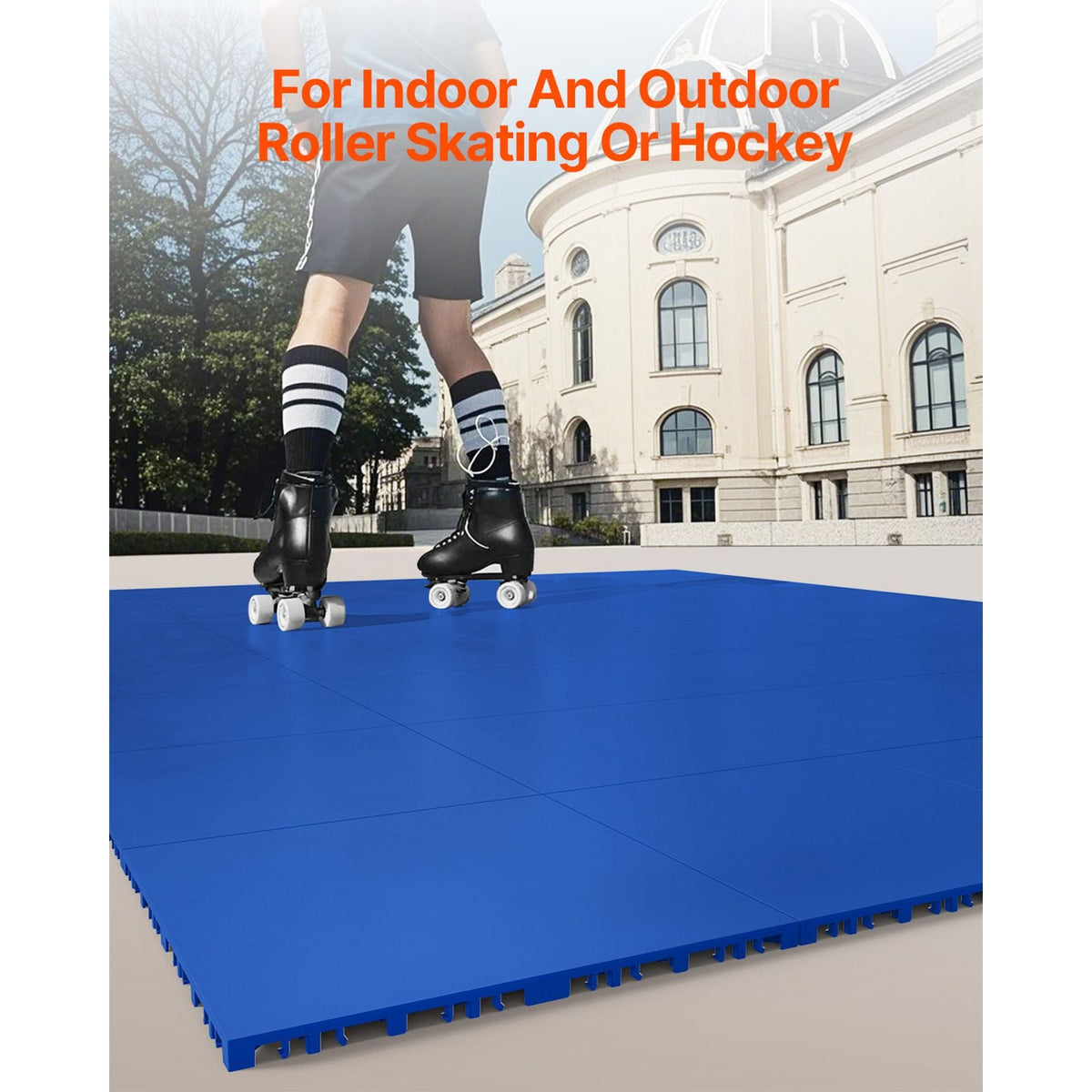 Dryland Tiles for Hockey Floor Mat, 12 x 12 in 8 Pcs Interlocking Versatile Training Surface, Dance Floor Tiles, Hockey Training Equipment Board for Shooting (Blue, 8 sq. ft/Box)