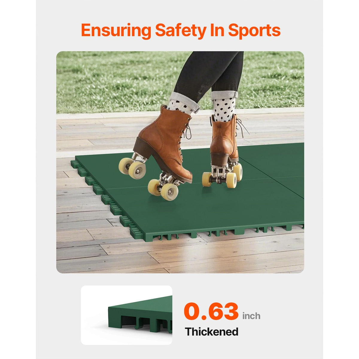 Dryland Tiles for Hockey Floor Mat, 12 x 12 in 8 Pcs Interlocking Versatile Training Surface, Dance Floor Tiles, Hockey Training Equipment Board for Shooting (Green, 8 sq. ft/Box)