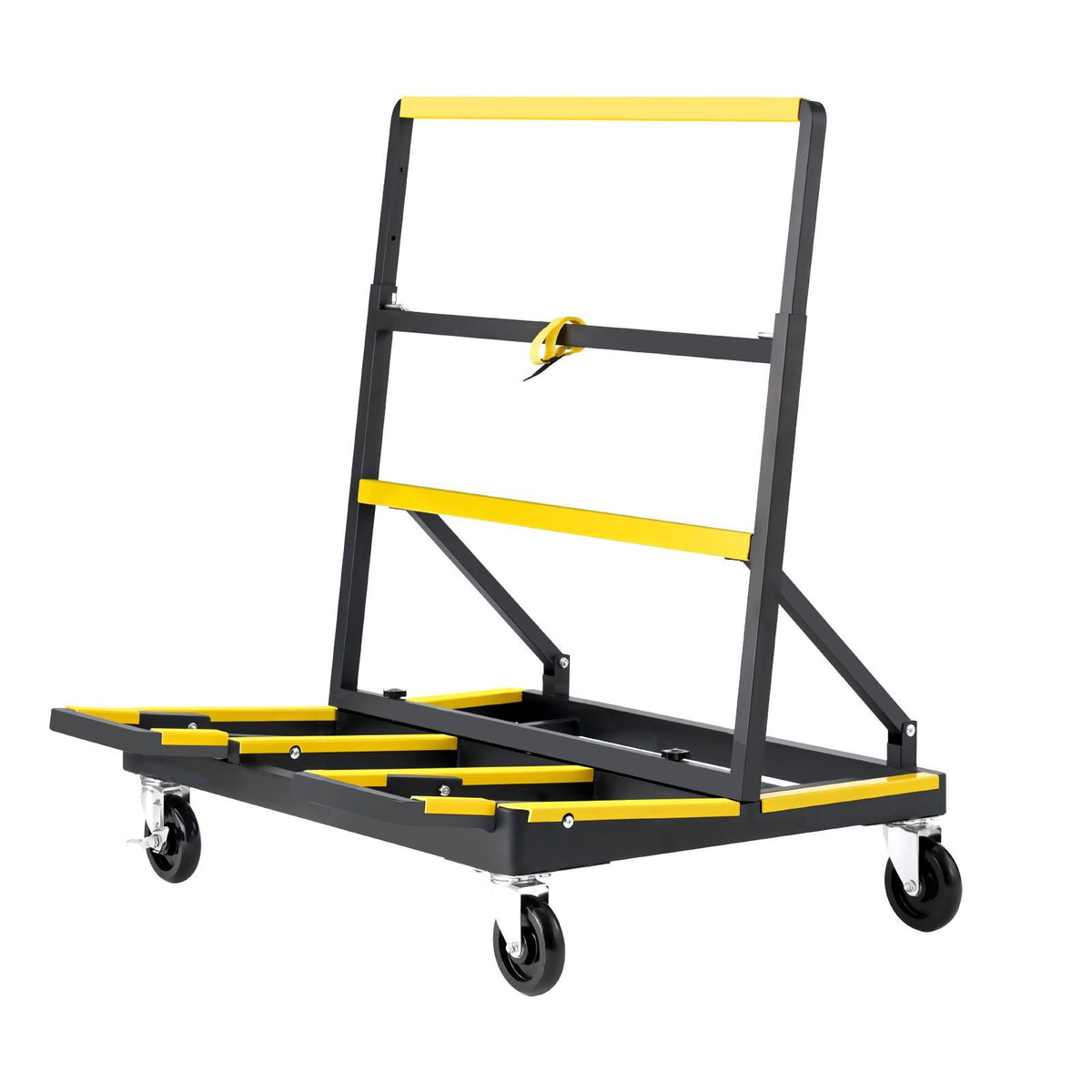 Drywall Cart Dolly, 1800 lbs Load Capacity, Steel Panel Dolly with 4 Swivel Casters & Expandable Deck, Foldable Panel Truck Cart with Tie-Down Strap for Handling Plywood, Plasterboard, Glass