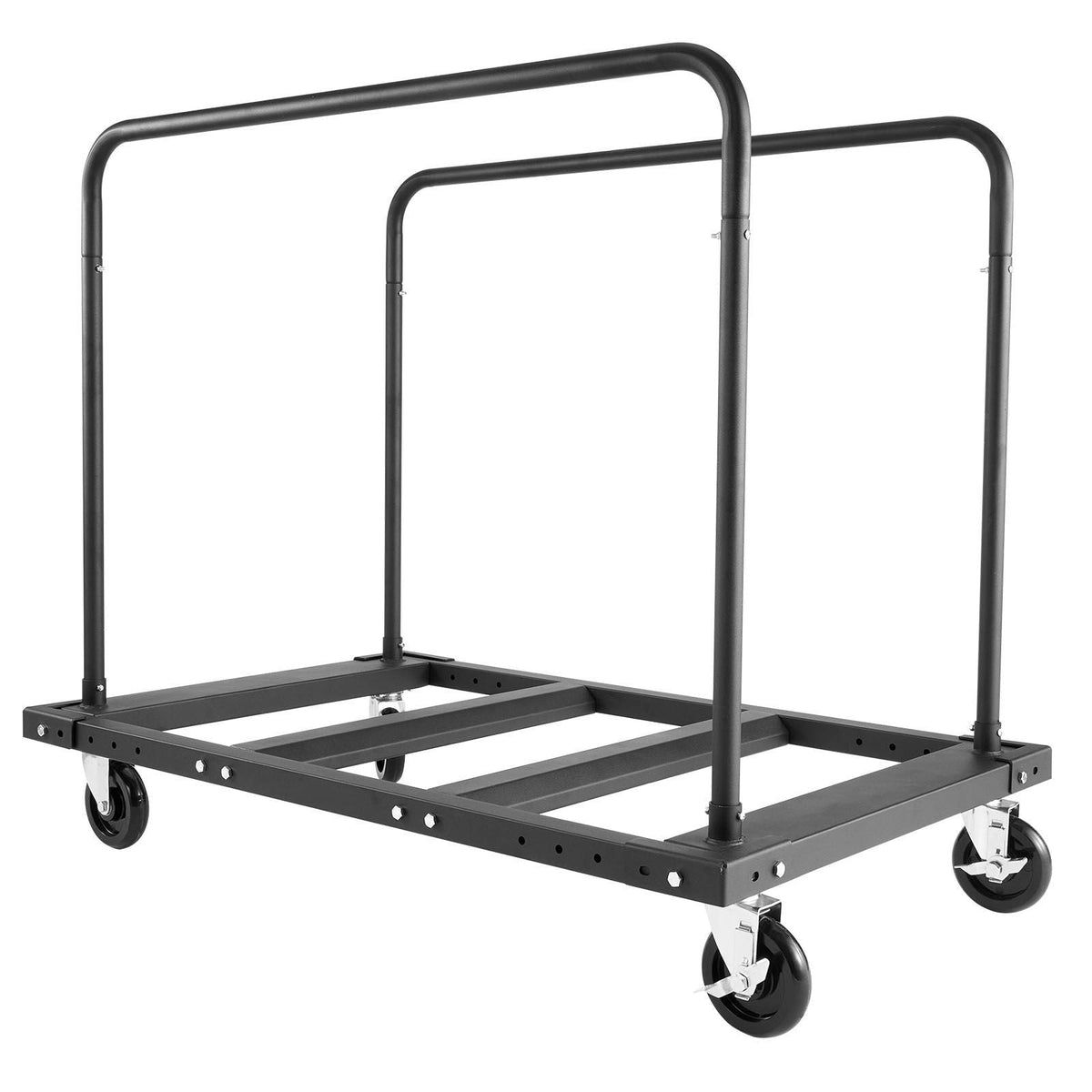 Drywall Cart Dolly, 1800 lbs Load Capacity, Steel Panel Truck Cart with 5 inch Swivel Casters, Lumber Drywall Dolly with Tie-Down Strap & 2 Side Handrails for Factory, Warehouse, Garage, Black