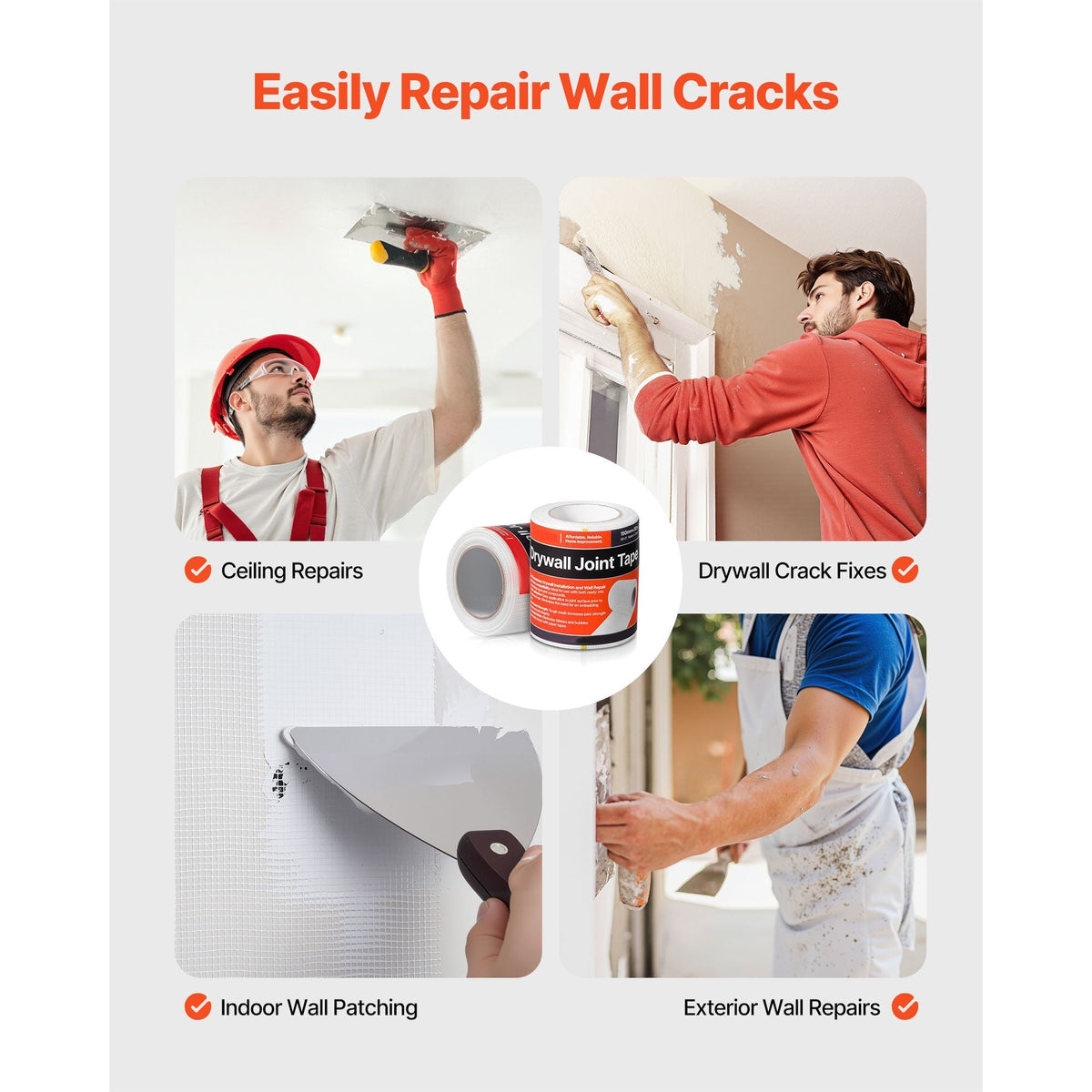 Drywall Mesh Tape, 5.91 inch W x 98.43 ft L Self-Adhesive Fiberglass Drywall Joint Tape, 12 Rolls Dry Wall Patch for Easy Sheetrock Ceiling Crack Repair, to Achieve Smooth Even Wall Surface