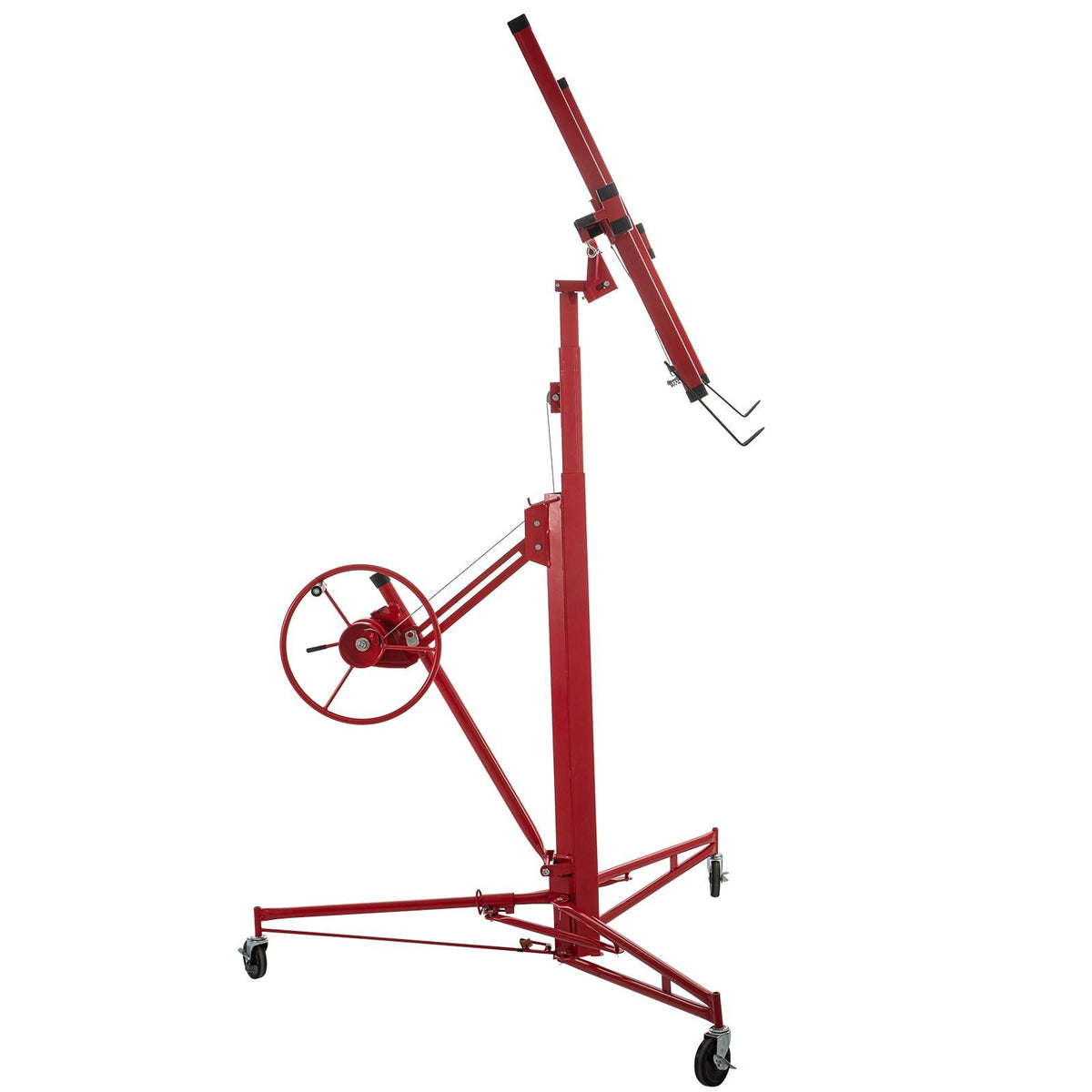 Drywall Rolling Lifter Panel, 16ft Sheetrock Lift Drywall Lift, 150lb Weight Capacity Panel Hoist Jack Tool, Steel Material with Telescopic Arm & 3 Lockable Wheels, 48x192 in Plasterboard Size