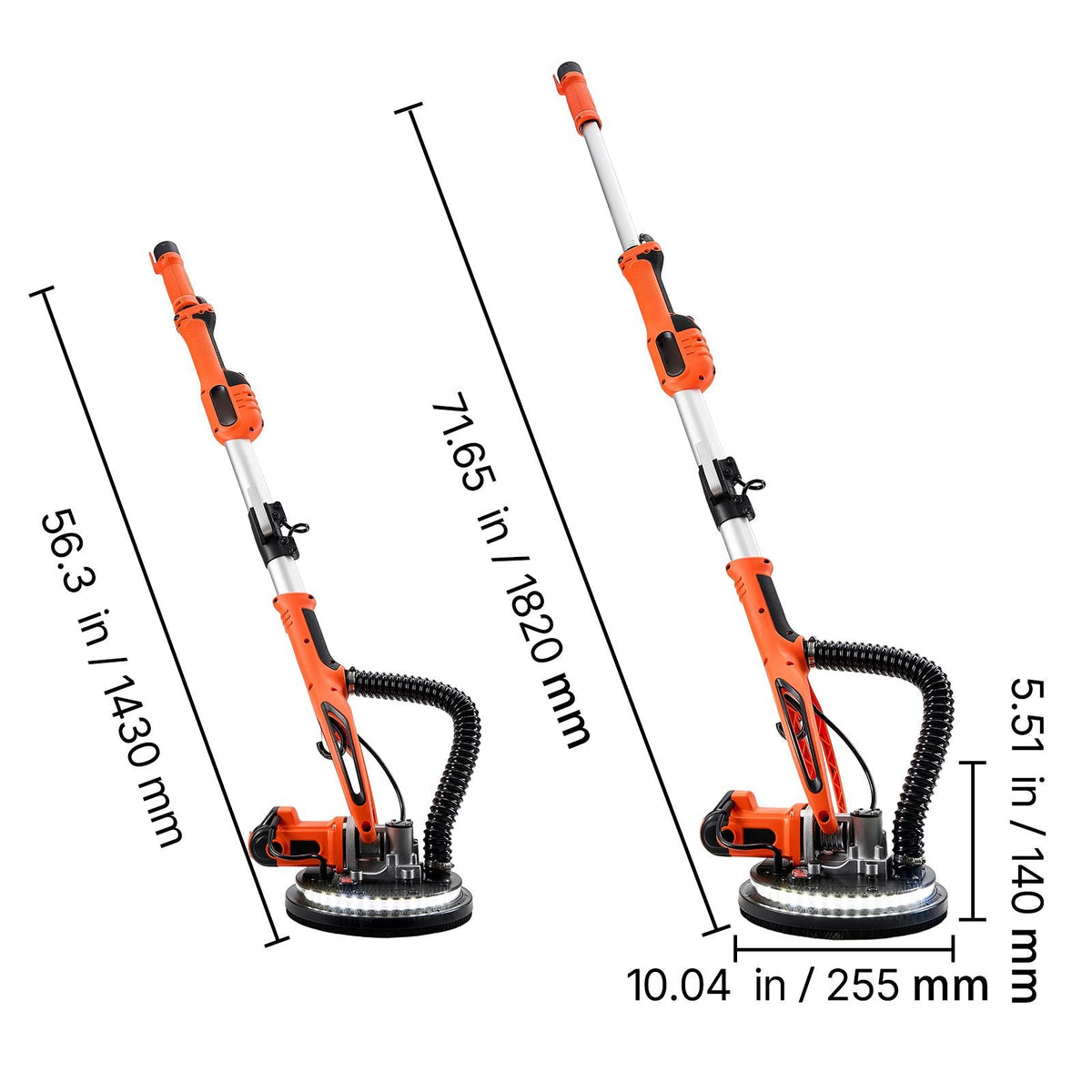 Drywall Sander, 850W Electric Drywall Sander, Popcorn Ceiling Removal Tool with 5 Variable Speed 800-1700 RPM, Double-Deck LED Light, Foldable & Extendable Handle, 15 Sanding Discs, Dust Hose