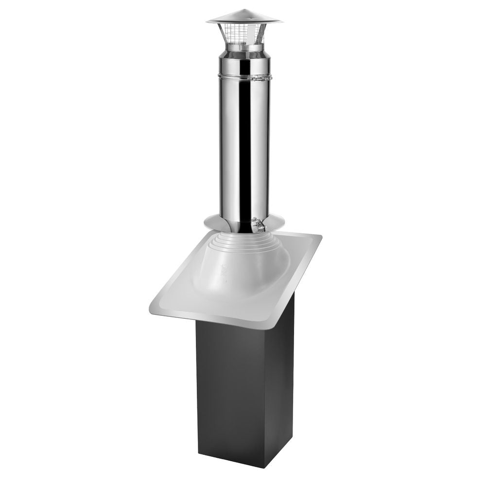 Through the Wall Kit for 6-Inch Chimney Pipe, Stainless Steel Internal Through Wall Chimney Kit with Rain Cap, Roof Waterproof Flashing Plate for 30-45 Degree Roof Pitch(No Straight Pipe)