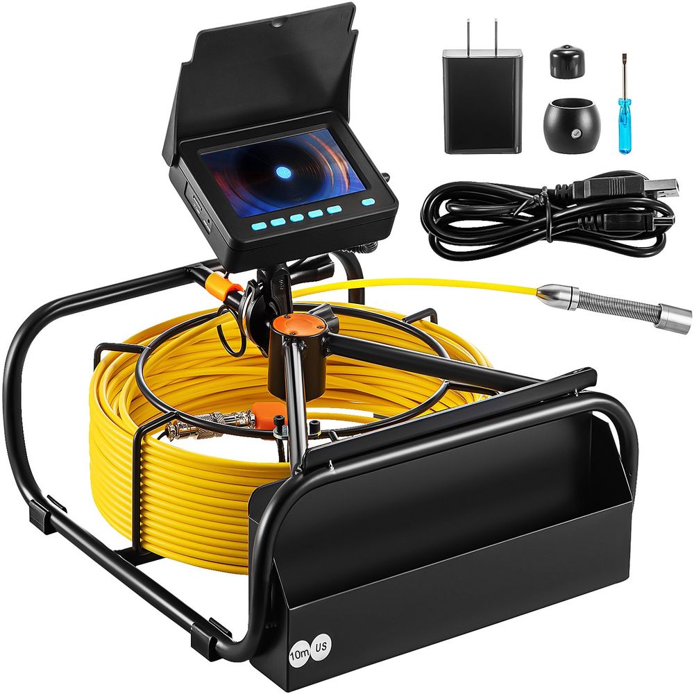 Sewer Camera, 32.8FT 4.3" Screen, Pipeline Inspection Camera with DVR Function & Snake Cable, Waterproof IP68 Borescope w/LED Lights, Industrial Endoscope for Home Wall Duct Drain Pipe Plumbing