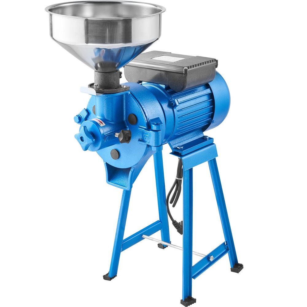 Electric Grain Mill Grinder, 1500W 110V Spice Grinders, Commercial Corn Mill with Funnel, Thickness Adjustable Powder Machine, Heavy Duty Feed Flour Cereal Mill Wheat Grinders, Dry & Wet Grinder