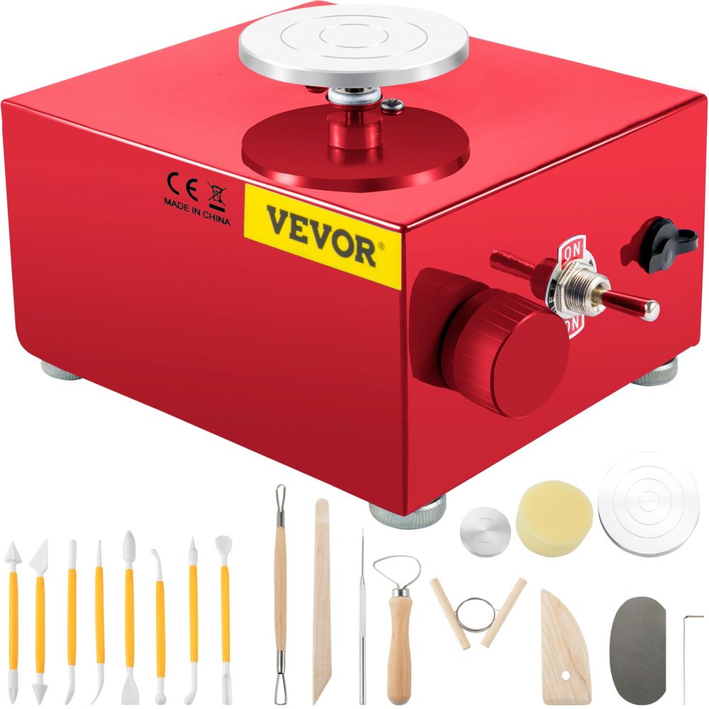 Mini Pottery Wheel 30W Ceramic Wheel Adjustable Speed Clay Machines Electric Sculpting Kits with 3 Turntables Trays and 16pcs Tools for Art Craft Work Molding Gift and Home DIY