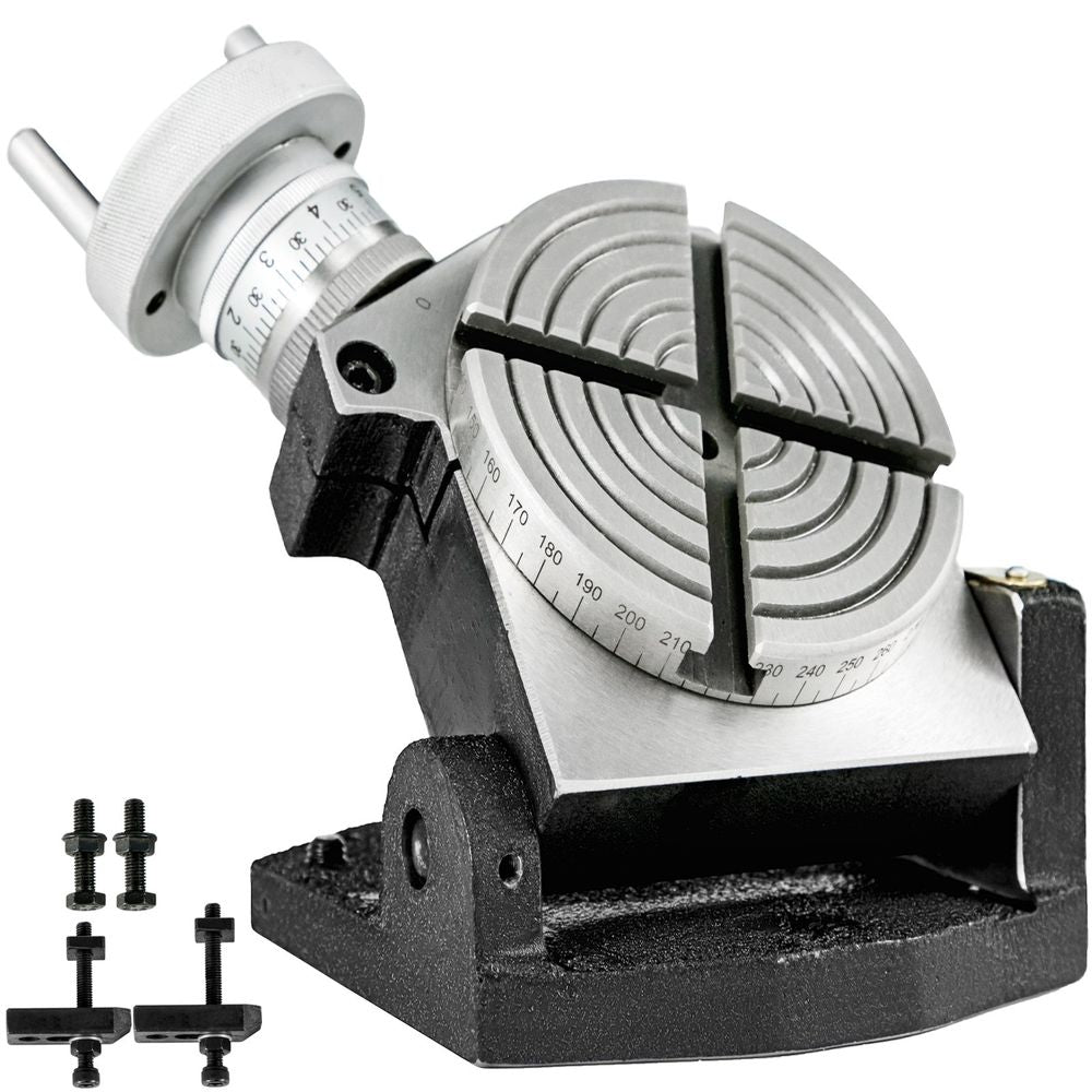 Rotary Table 4inch/100mm Horizontal Vertical Rotary Table 4-Slot Rotary Table for Milling Machine MT-2 Rotary Table for Milling 360 Degrees Precision Rotary Table