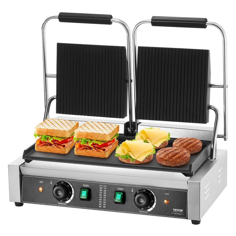Commercial Panini Press Grill Electric Sandwich Maker Griddle Plate 19"x9"