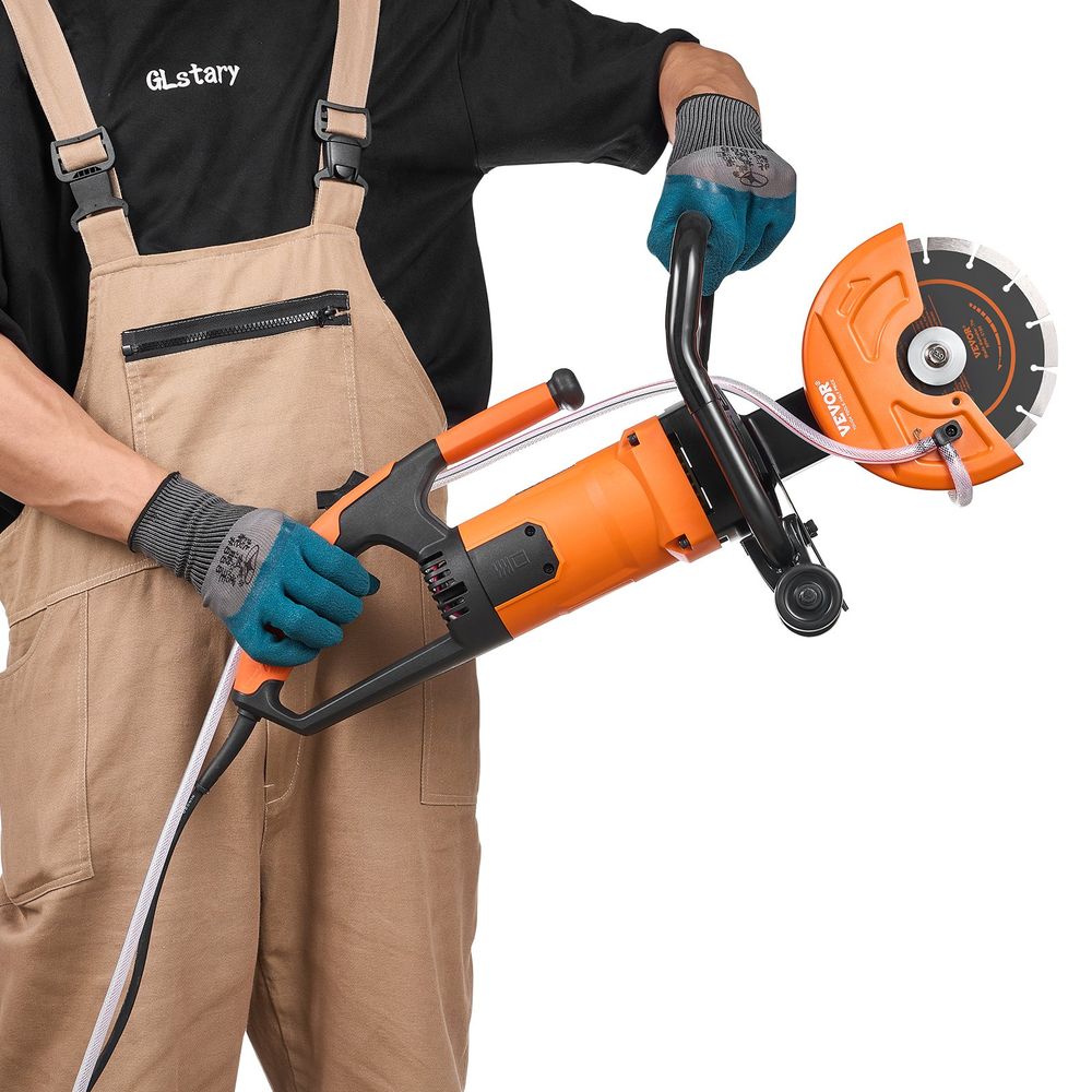 Electric Concrete Saw, 7 in Circular Saw Cutter, 2000 W High Power with Max. 2.5 in Cutting Depth, Wet/Dry Disk Saw Cutter Includes Water Line, Pump and Blade, for Stone, Brick