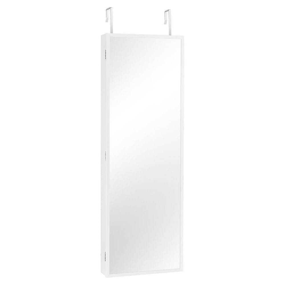 Mirror Jewelry Cabinet 42.52in Lockable Wall or Door Mounted Armoire White