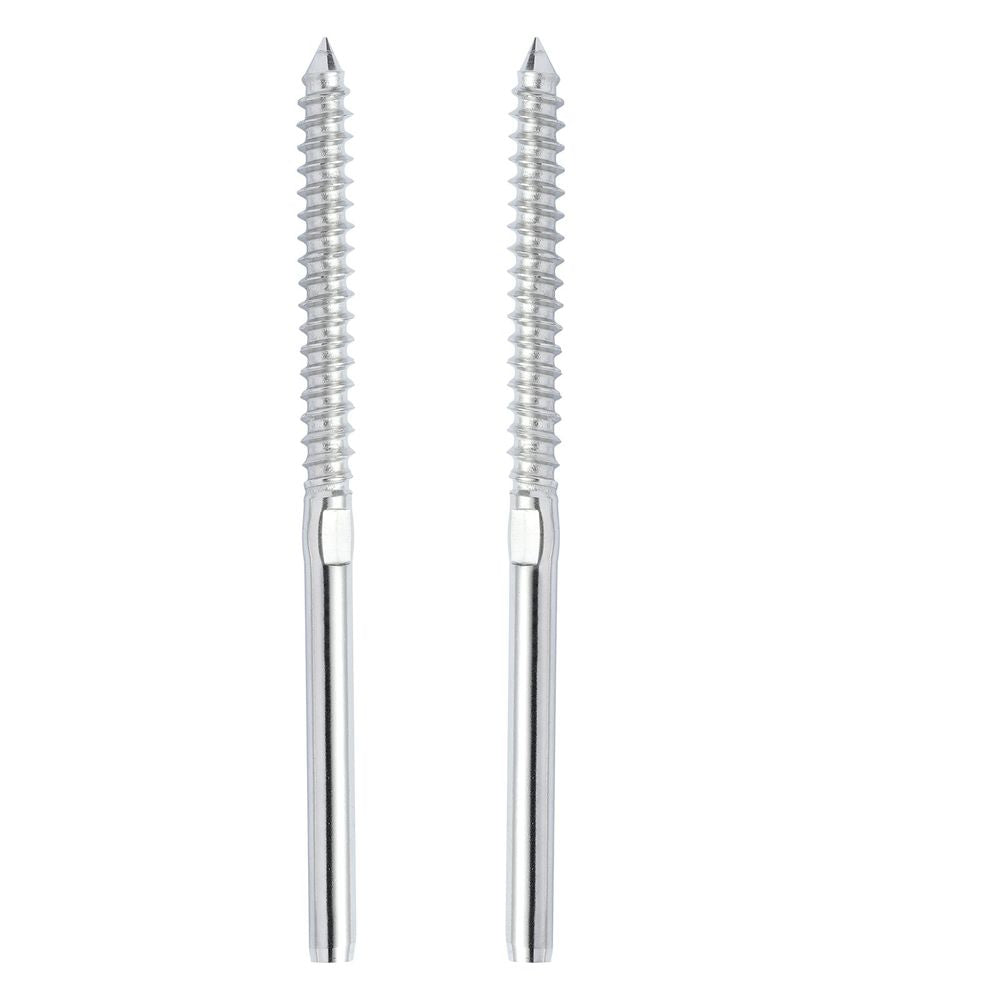102 Pack Cable Railing Swage Threaded Stud Tension End Fitting Terminal for 1/8" Deck Cable Railing, T316 Stainless Steel, Cable Railing Tensioner 1/8" for Wood/Metal Post, Silver