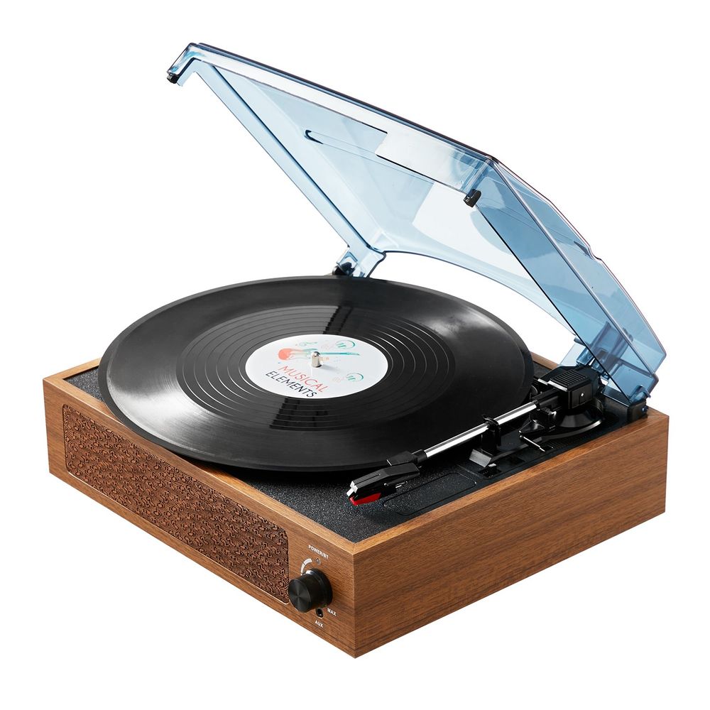 Vinyl Record Player, 3-Speed, Belt Driven Turntable Record Player with Built-in 3W Speaker Magnetic Cartridge, Support 33/45/78 RPM Bluetooth Aux in RCA Output, for 7/10 /12 in Vinyl Records