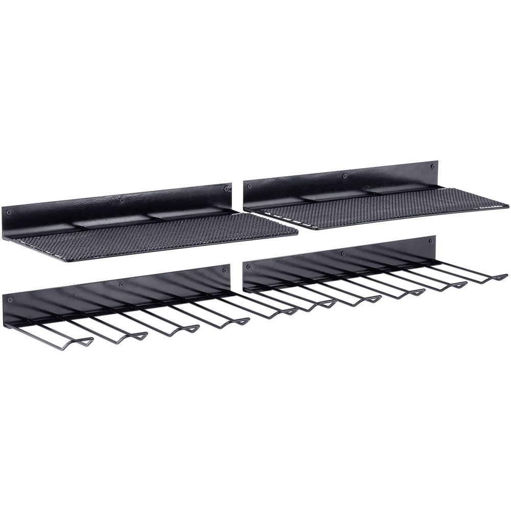 Power Tool Organizer, 4 Slot, 2 Layers, 2 Pack Cordless Drill Holder Wall Mount, Battery Charging Station Storage Rack, Multi-Function Garage Organization, Heavy Duty Metal Shelf for Screwdriver