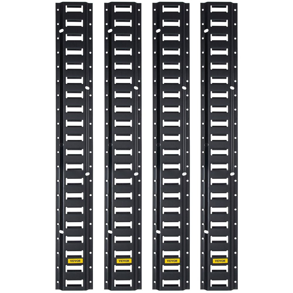 E-Track Tie-Down Rail, 4PCS 4-FT Steel Rails w/Standard 1"x2.5" Slots, Compatible with O and D Rings & Tie-Offs and Ratchet Straps & Hooked Chains, for Cargo and Heavy Equipment Securing
