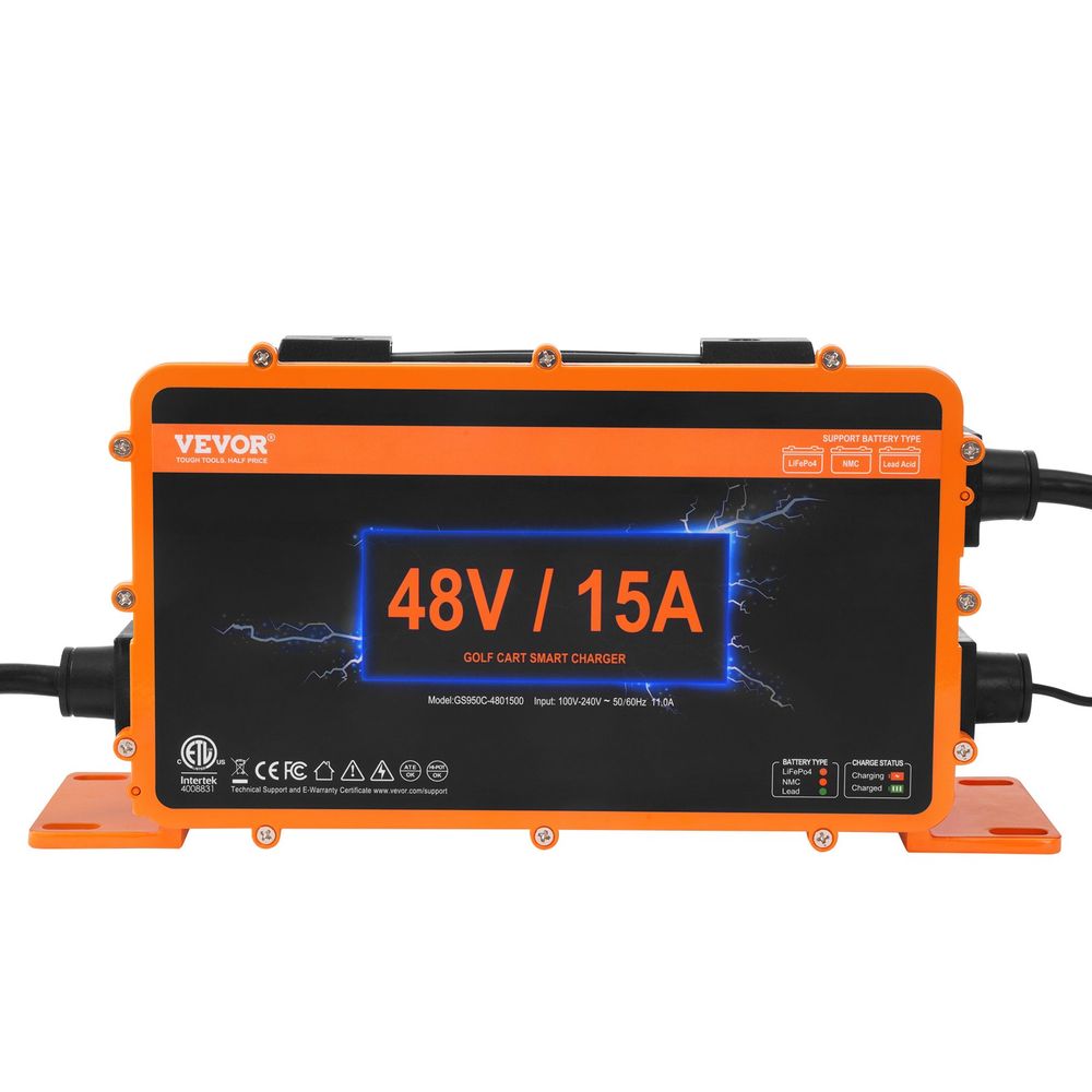 48 Volt 15 AMP Golf Cart Smart Battery Charger for Club Car 3-Pin Round