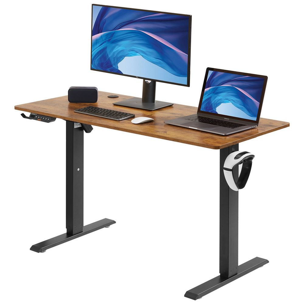 Height Adjustable Desk, 55.1 x 27.6 in, 3-Key Modes Electric Standing Desk,Whole Piece Desk Board, Sturdy Dual Metal Frame, Max. Bearing 180 LBS Computer Sit Stand up Desk, for Home and Office