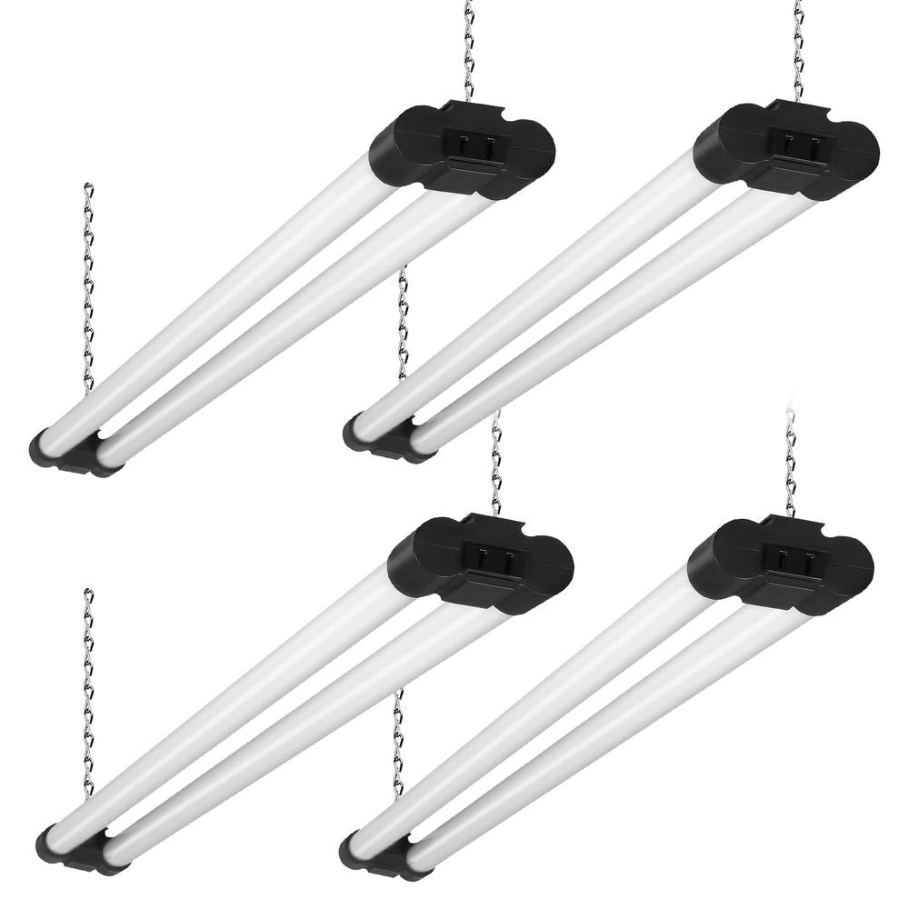4 Pack LED Shop Light, 4 FT, 40W Linkable Shop Light Fixture, 4500 LM Surface & Hanging Mount Ceiling Lights 59 in Power Cords with ON/OFF Switch, for Garage Warehouse Home Workkshop and Office